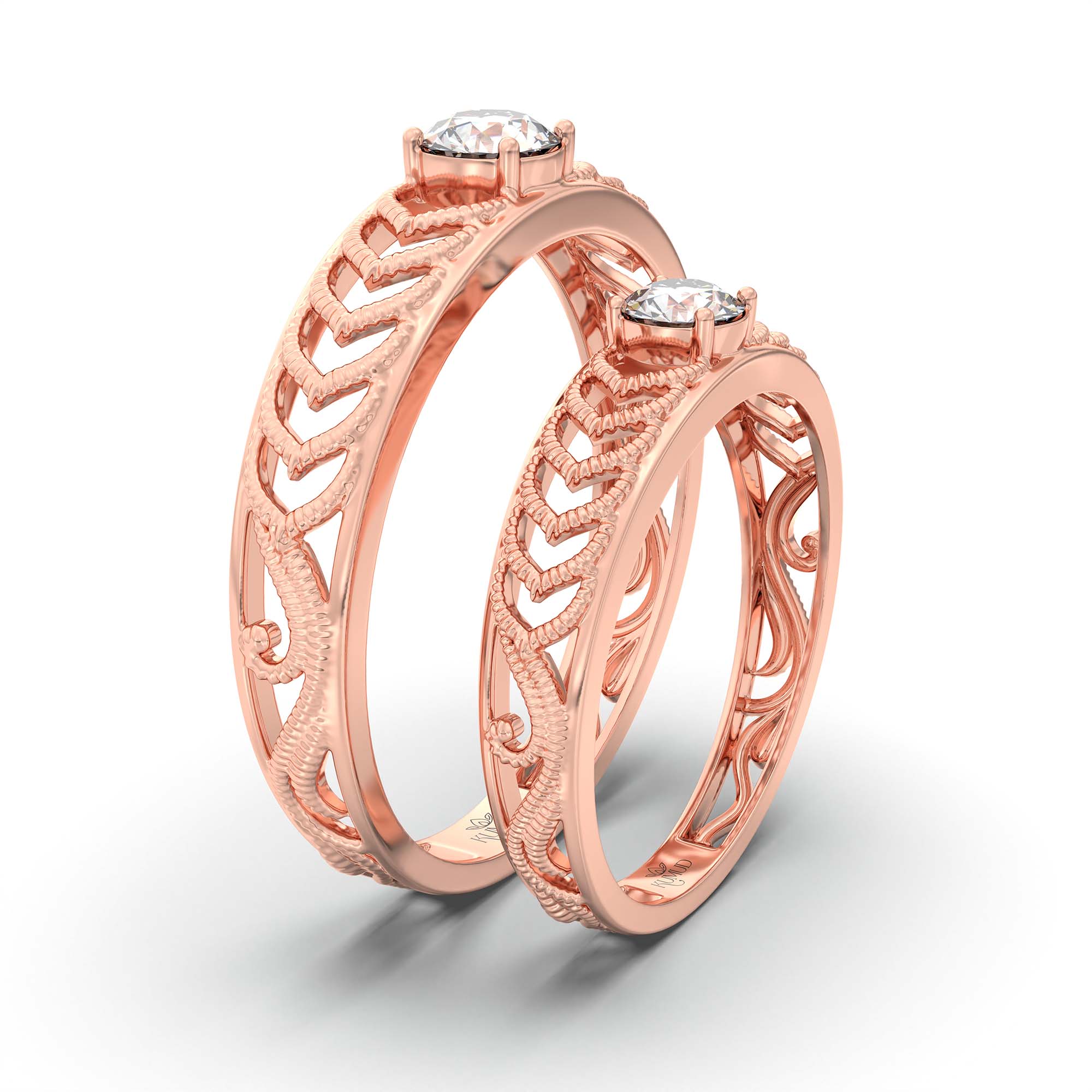 Lab-Grown Diamond Couple Rings (Pair) in 18K Rose Gold – 0.55 Ct Total, 3 g (Design K1-12) thumbnail