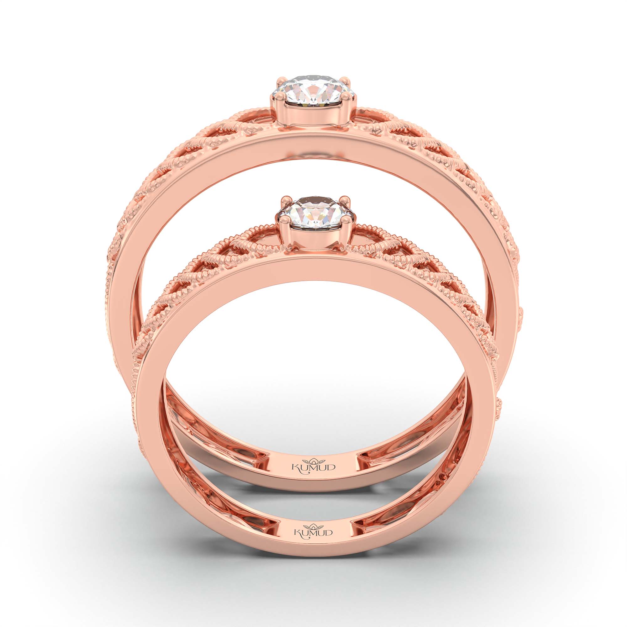 Lab-Grown Diamond Couple Rings (Pair) in 18K Rose Gold – 0.55 Ct Total, 3 g (Design K1-12) thumbnail
