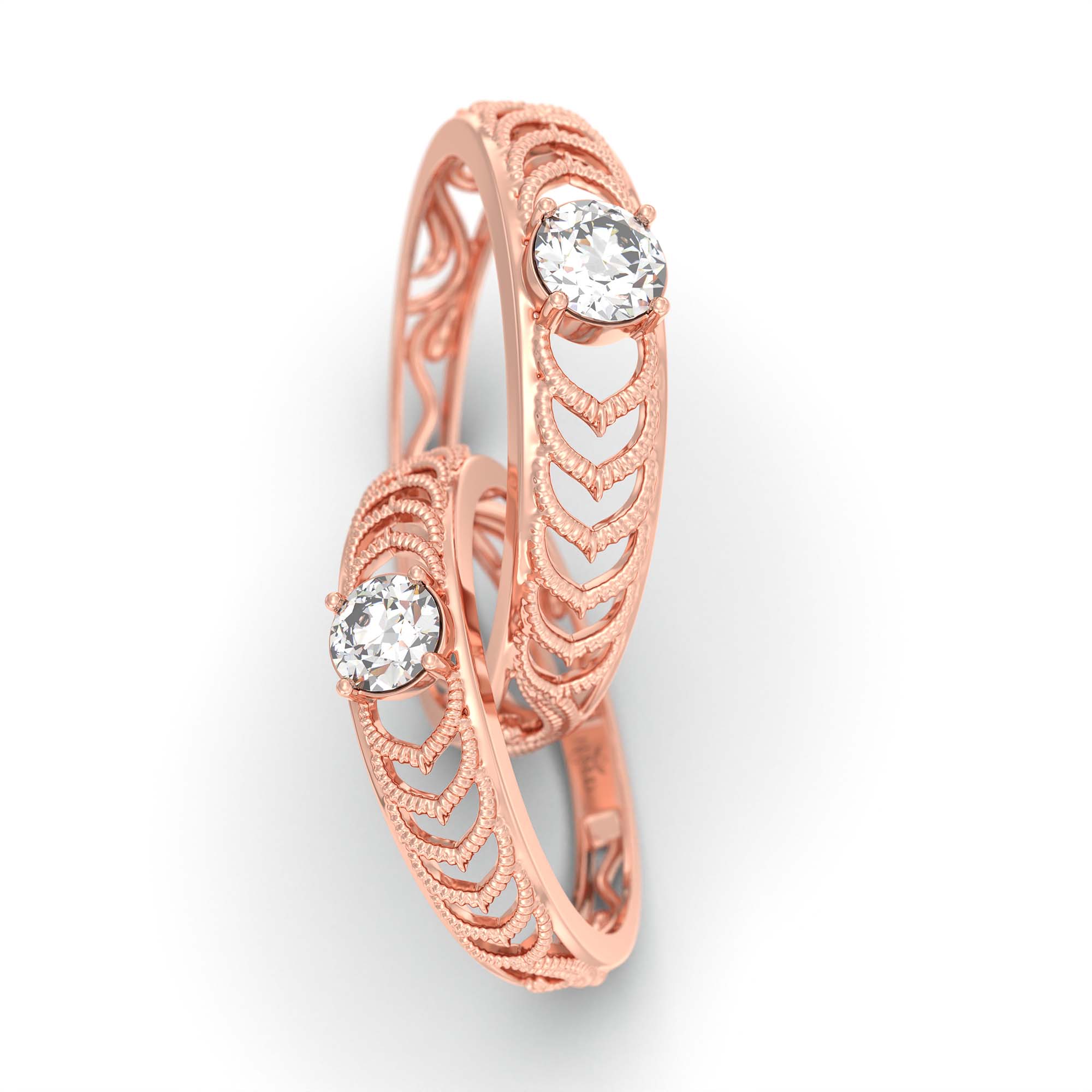 Lab-Grown Diamond Couple Rings (Pair) in 18K Rose Gold – 0.55 Ct Total, 3 g (Design K1-12) thumbnail