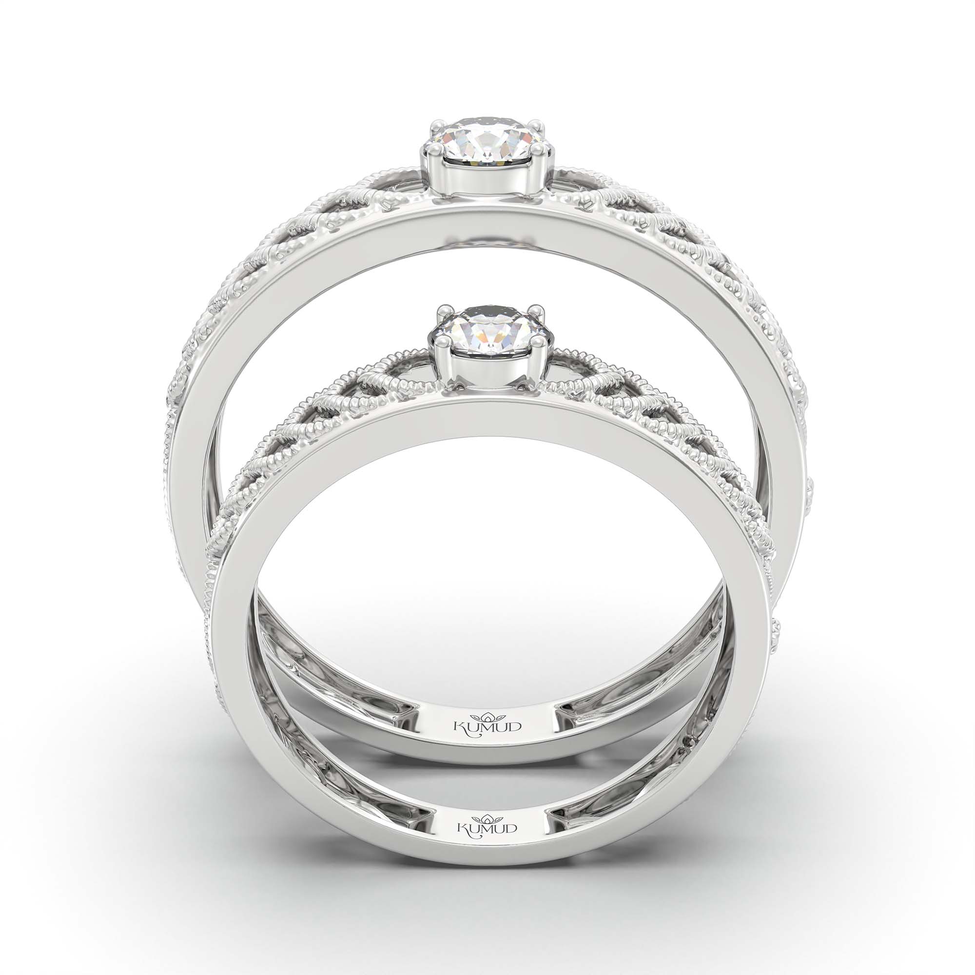 Lab-Grown Diamond Couple Rings (Pair) in 18K White Gold – 0.55 Ct Total, 3 g (Design K1-12) thumbnail