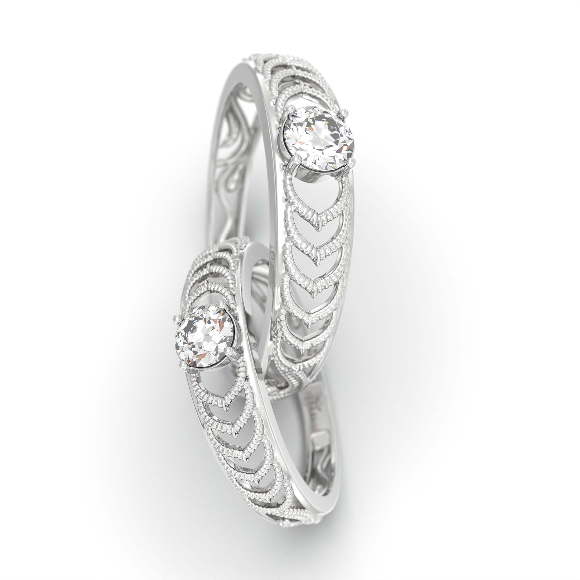 Lab-Grown Diamond Couple Rings (Pair) in 18K White Gold – 0.55 Ct Total, 3 g (Design K1-12) thumbnail