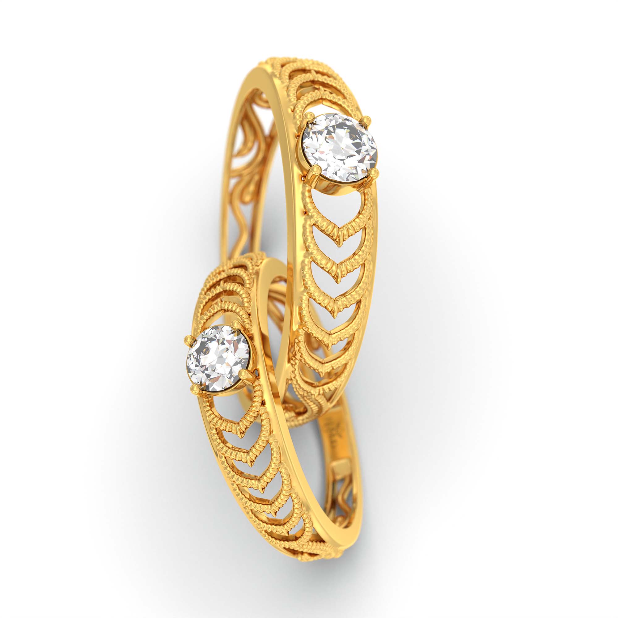 Lab-Grown Diamond Couple Rings (Pair) in 22K Yellow Gold – 0.55 Ct Total, 3 g (Design K1-12) thumbnail