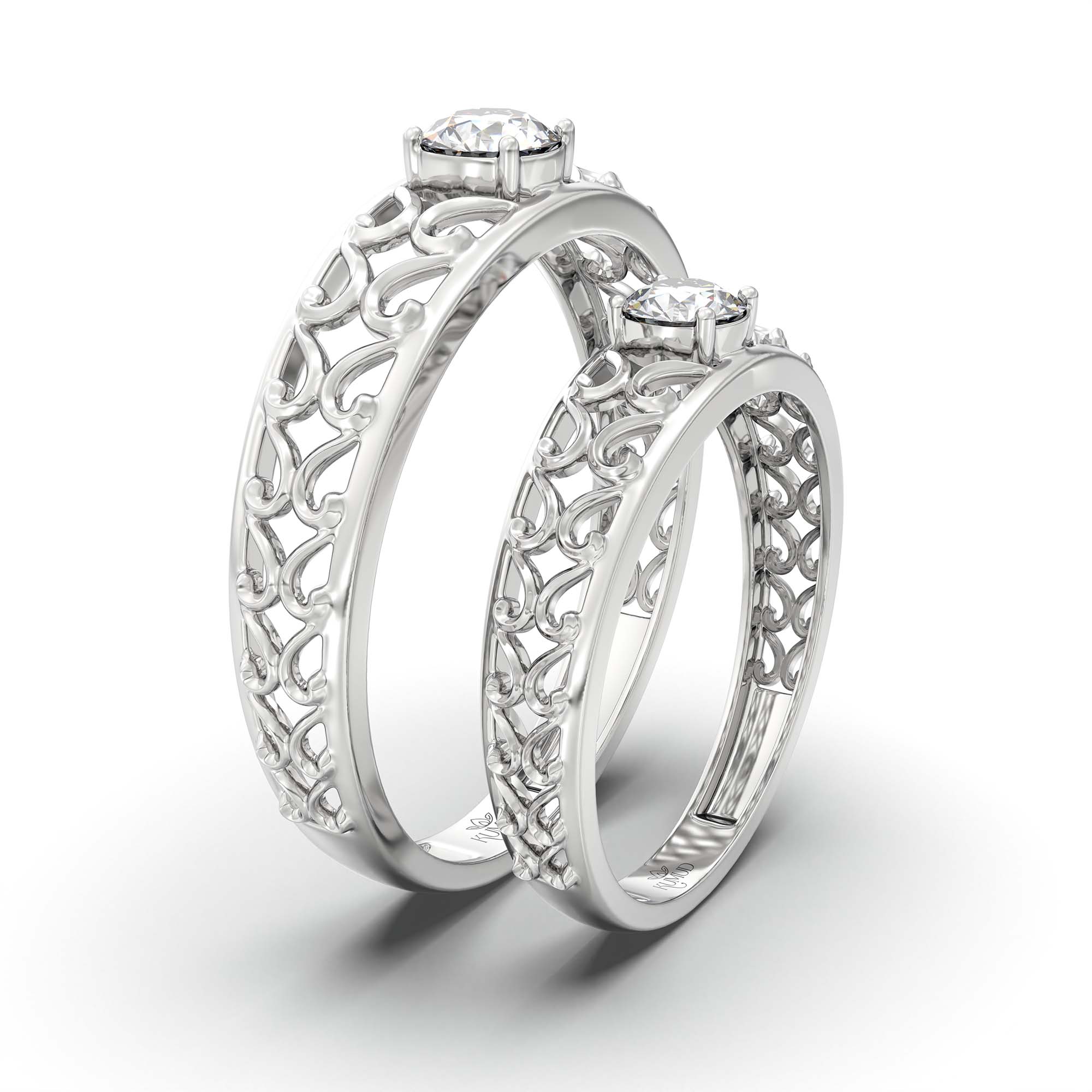 Lab-Grown Diamond Couple Rings (Pair) in 18K White Gold – 0.55 Ct Total, 3 g (Design K1-13) thumbnail