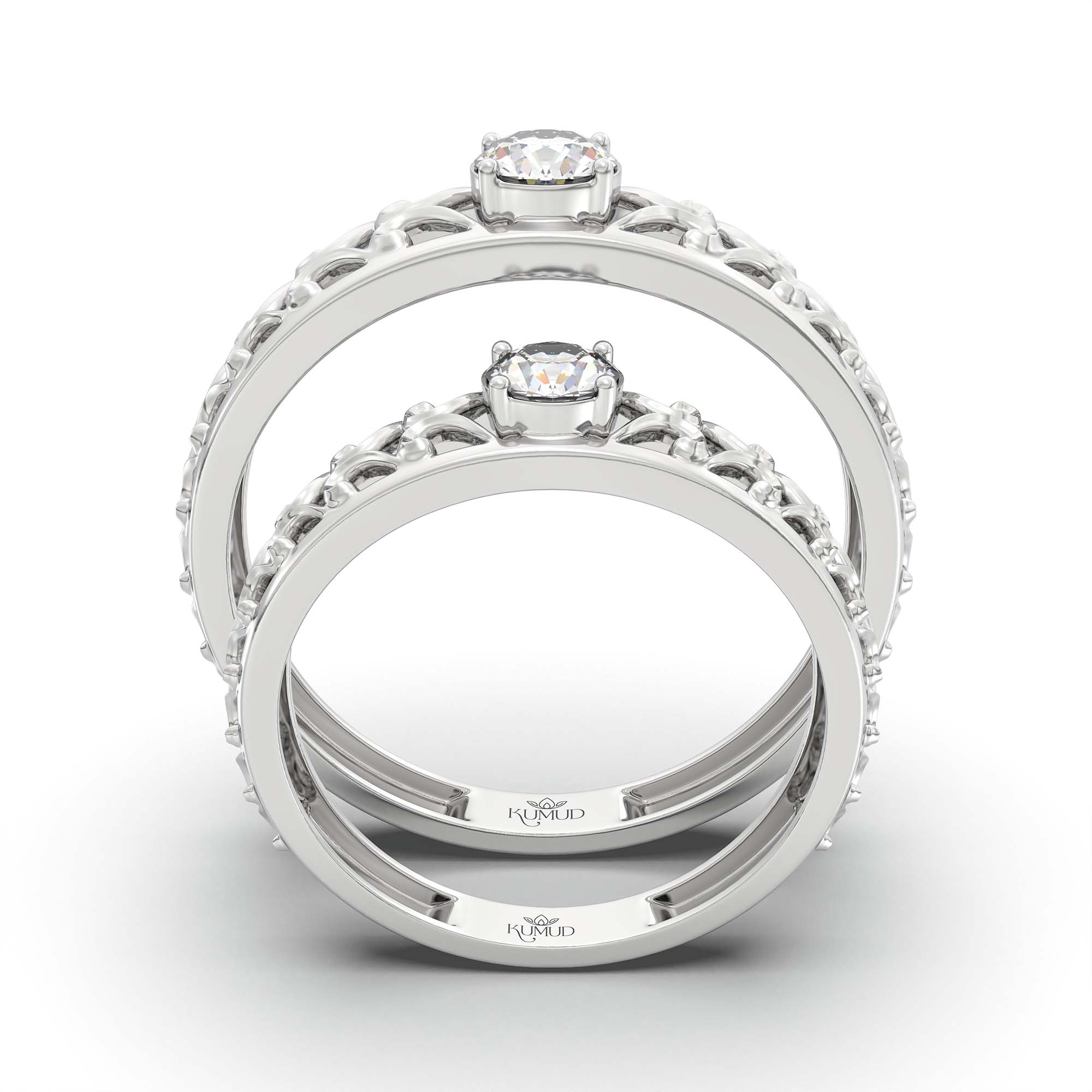 Lab-Grown Diamond Couple Rings (Pair) in 18K White Gold – 0.55 Ct Total, 3 g (Design K1-13) thumbnail