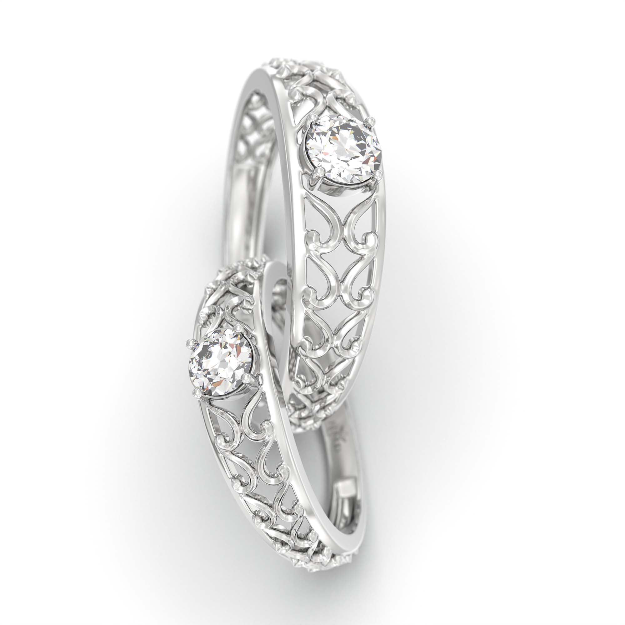 Lab-Grown Diamond Couple Rings (Pair) in 18K White Gold – 0.55 Ct Total, 3 g (Design K1-13) thumbnail