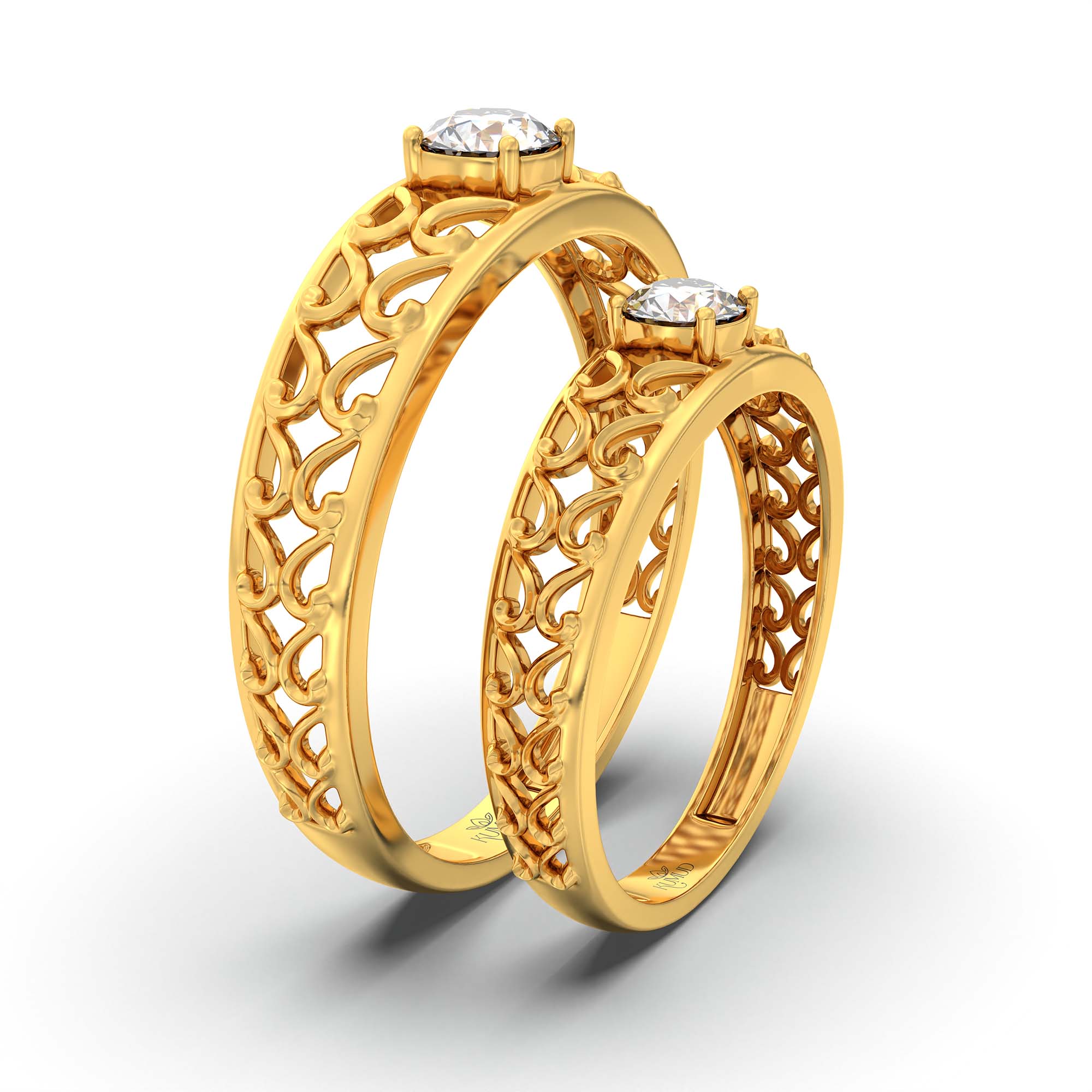 Lab-Grown Diamond Couple Rings (Pair) in 22K Yellow Gold – 0.55 Ct Total, 3 g (Design K1-13) thumbnail