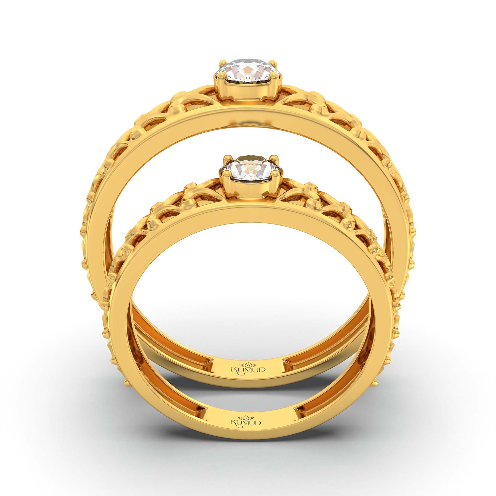 Lab-Grown Diamond Couple Rings (Pair) in 22K Yellow Gold – 0.55 Ct Total, 3 g (Design K1-13) thumbnail