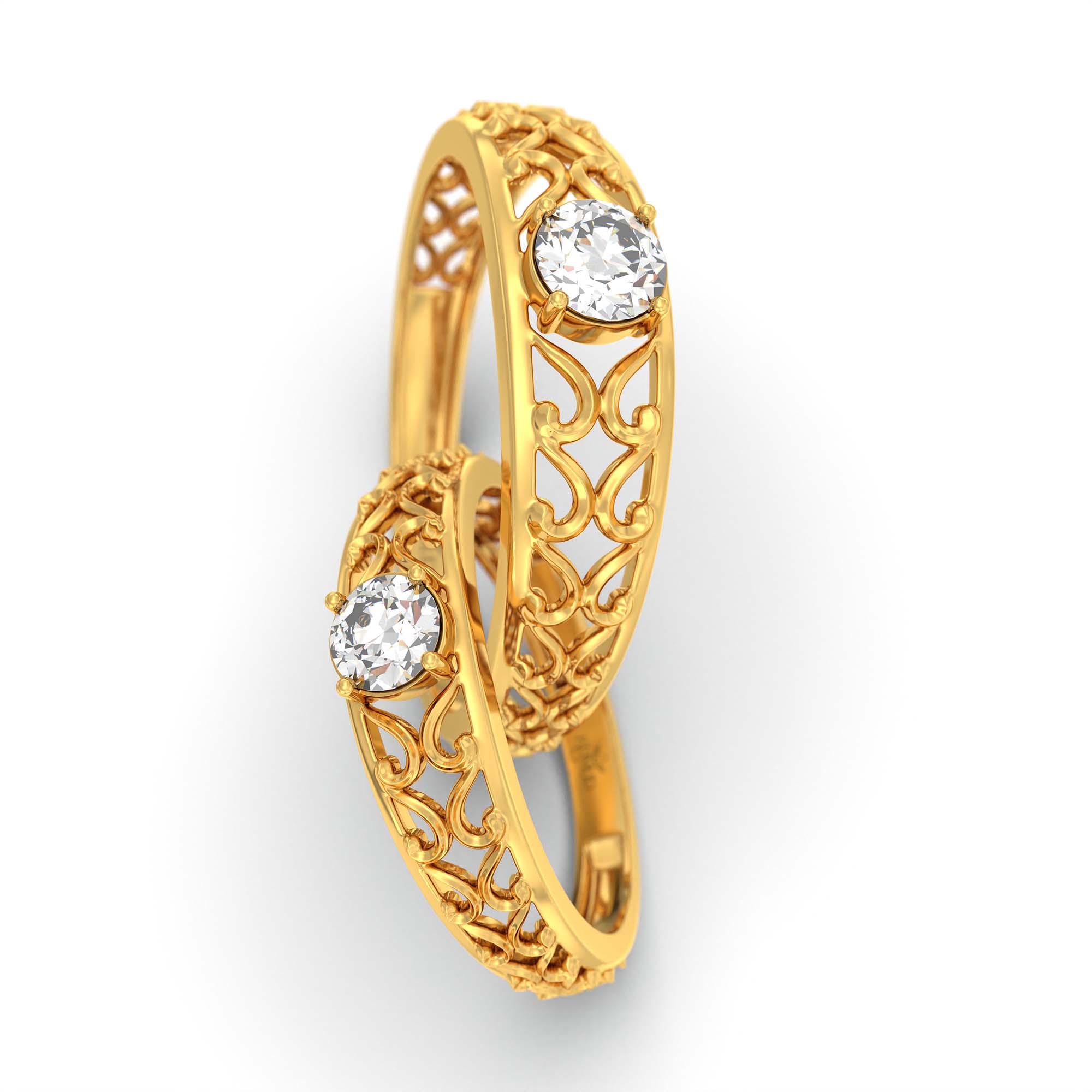Lab-Grown Diamond Couple Rings (Pair) in 22K Yellow Gold – 0.55 Ct Total, 3 g (Design K1-13) thumbnail