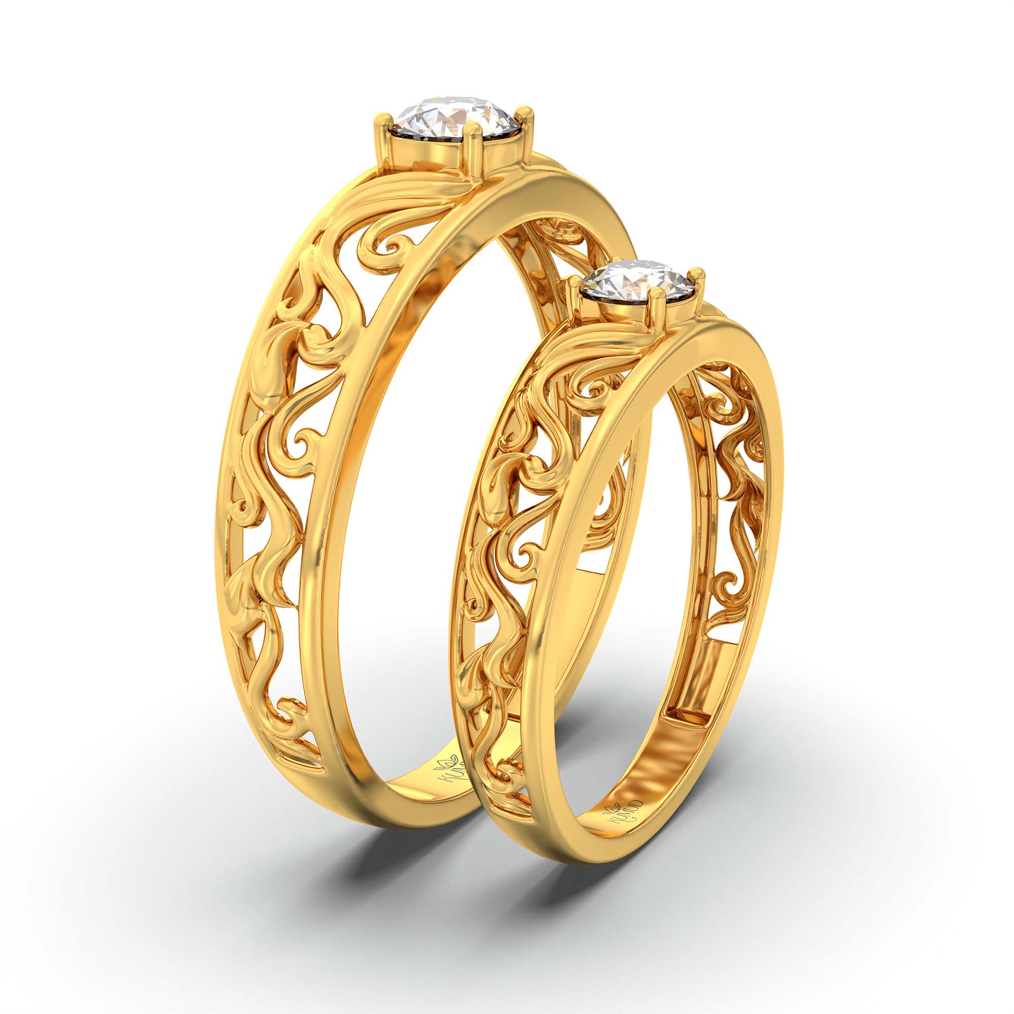 Lab-Grown Diamond Couple Rings (Pair) in 22K Yellow Gold – 0.55 Ct Total, 3 g (Design K1-14) thumbnail