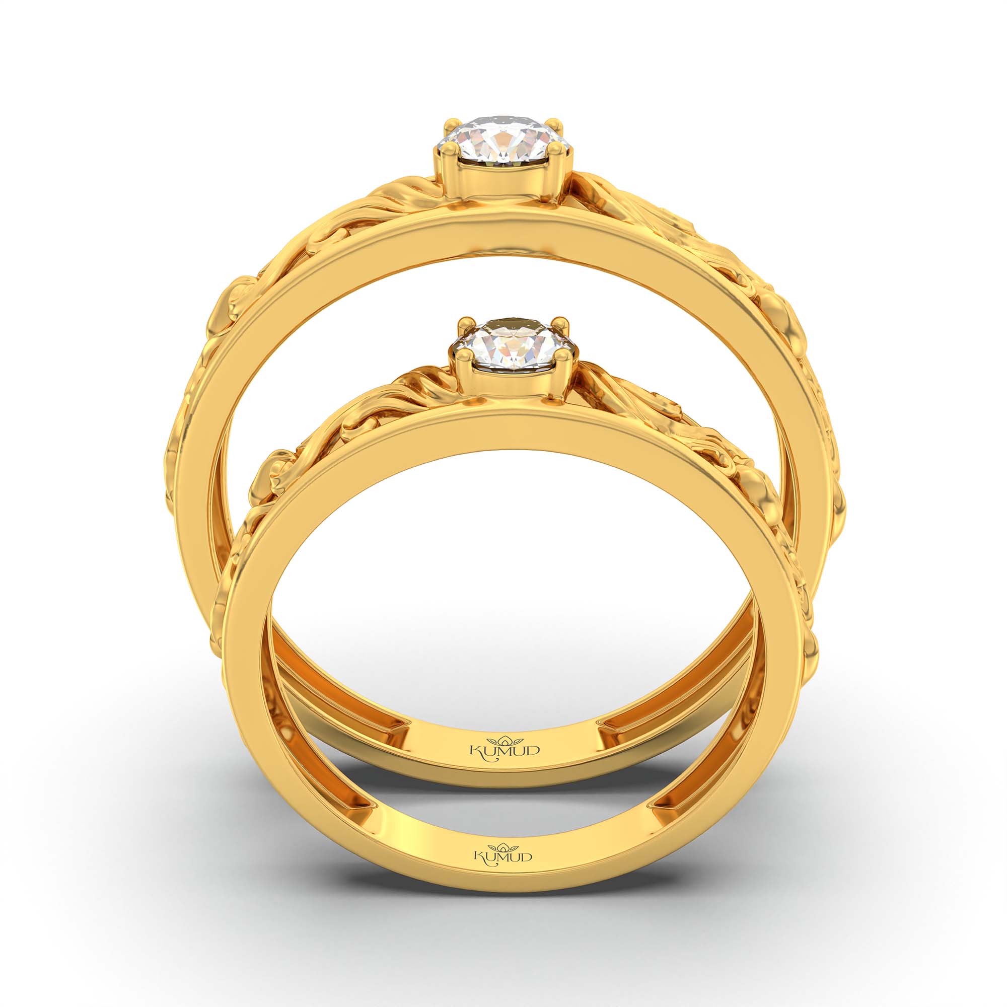 Lab-Grown Diamond Couple Rings (Pair) in 22K Yellow Gold – 0.55 Ct Total, 3 g (Design K1-14) thumbnail