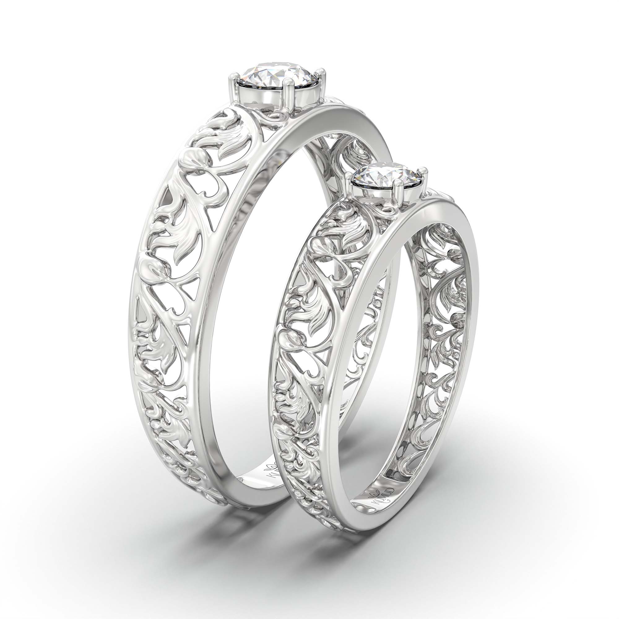 Lab-Grown Diamond Couple Rings (Pair) in 18K White Gold – 0.55 Ct Total, 3 g (Design K1-15) thumbnail