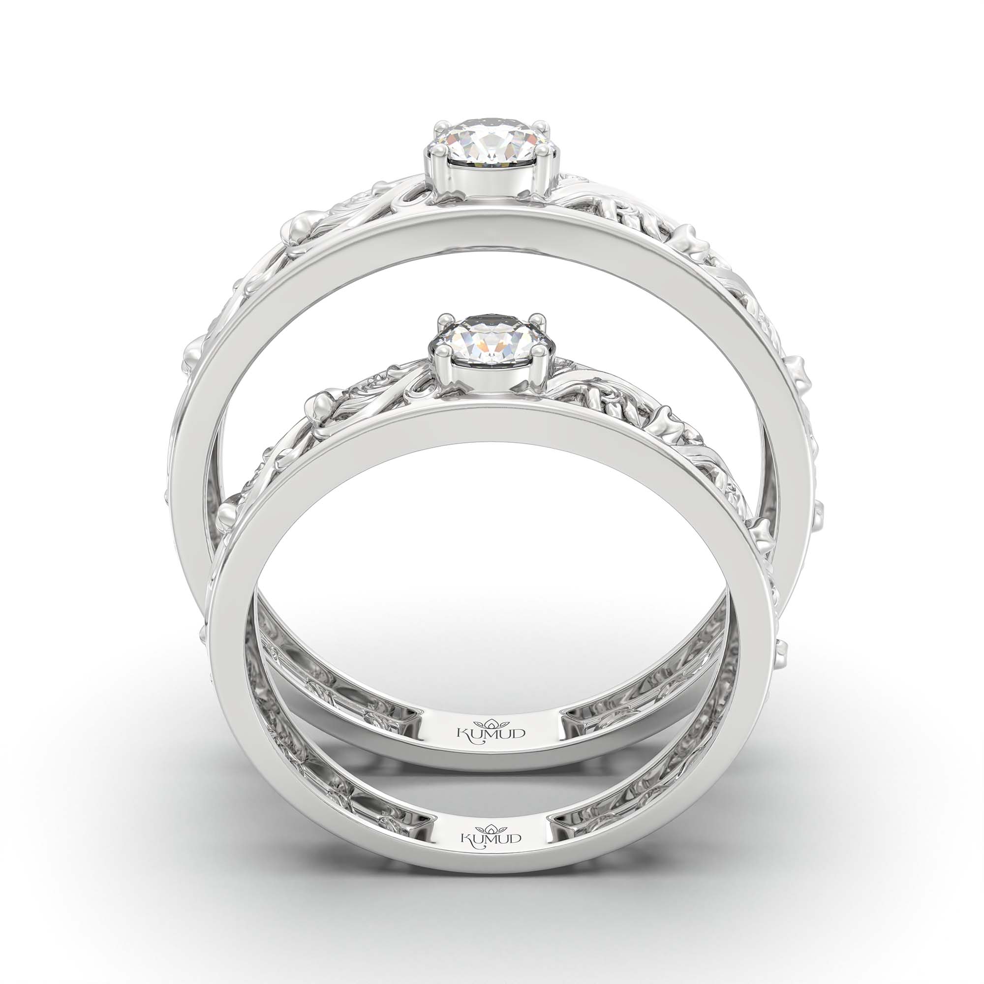 Lab-Grown Diamond Couple Rings (Pair) in 18K White Gold – 0.55 Ct Total, 3 g (Design K1-15) thumbnail