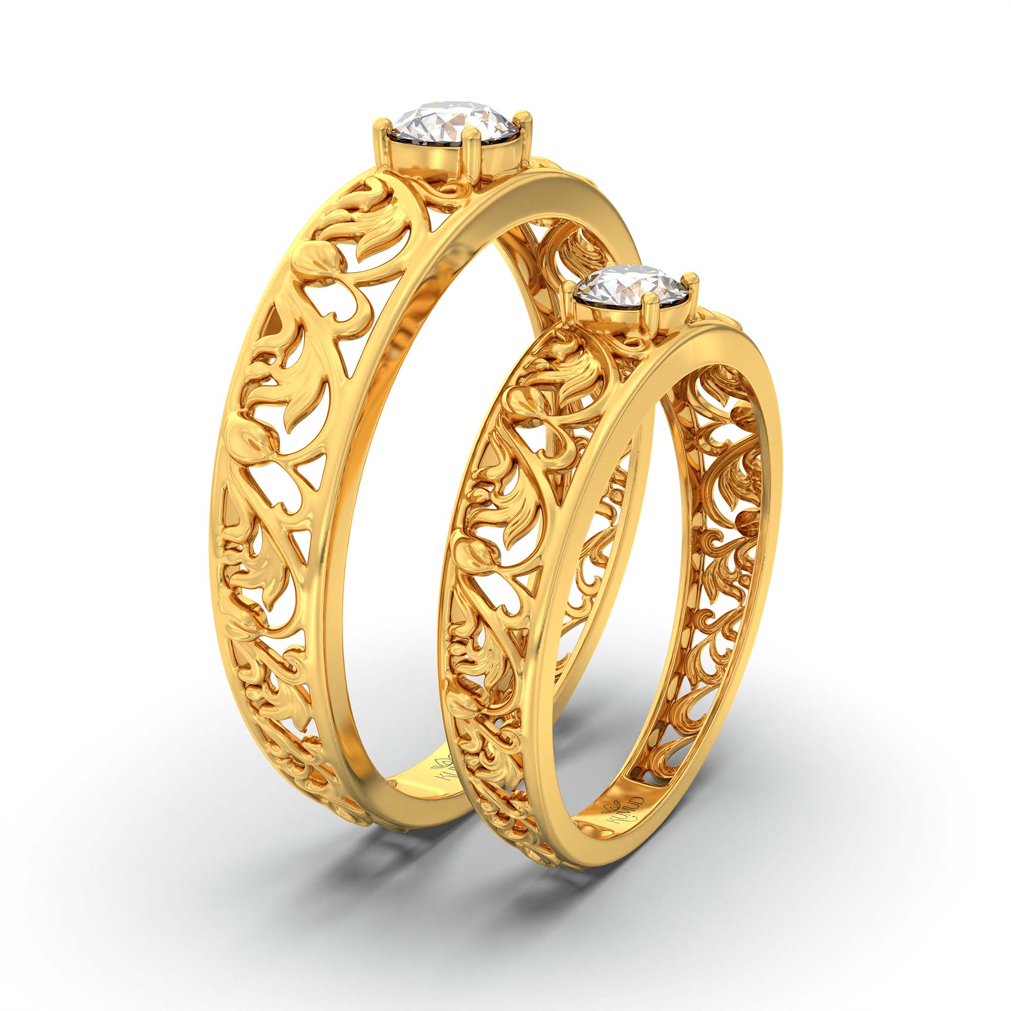 Lab-Grown Diamond Couple Rings (Pair) in 22K Yellow Gold – 0.55 Ct Total, 3 g (Design K1-15) thumbnail
