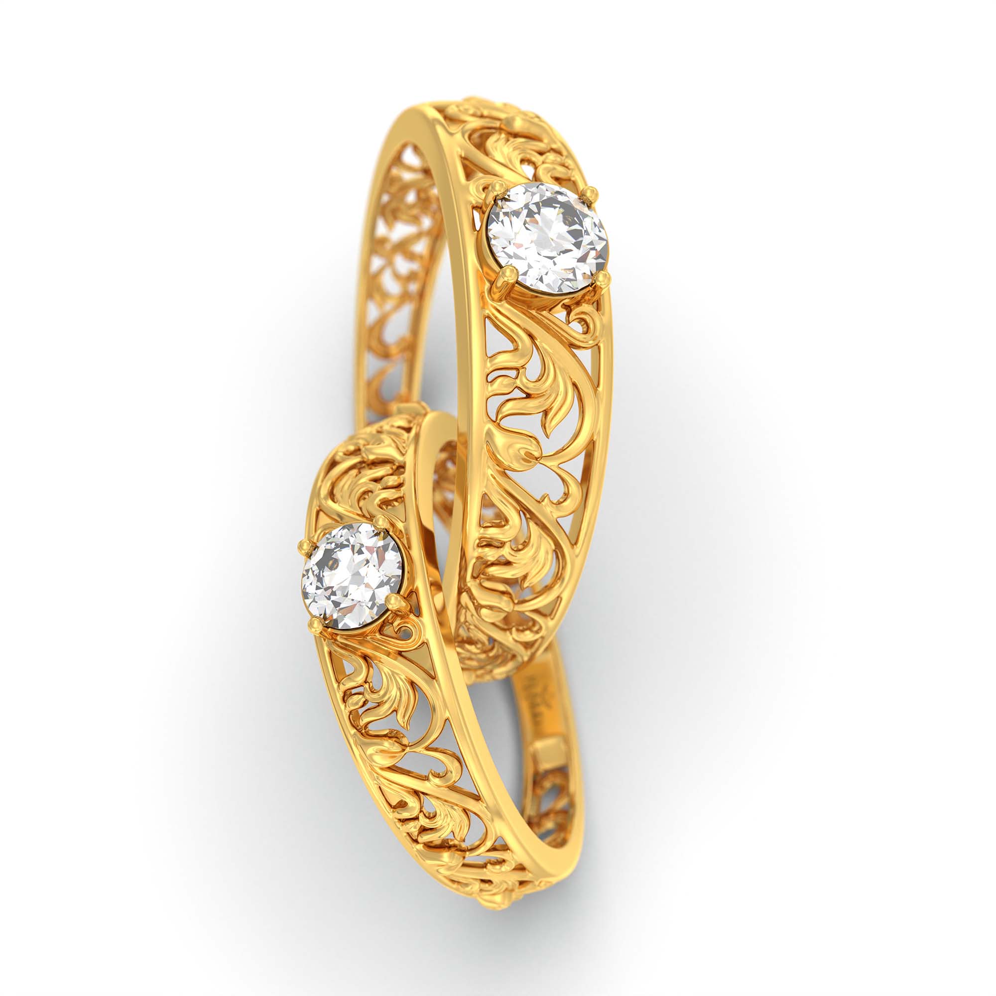 Lab-Grown Diamond Couple Rings (Pair) in 22K Yellow Gold – 0.55 Ct Total, 3 g (Design K1-15) thumbnail