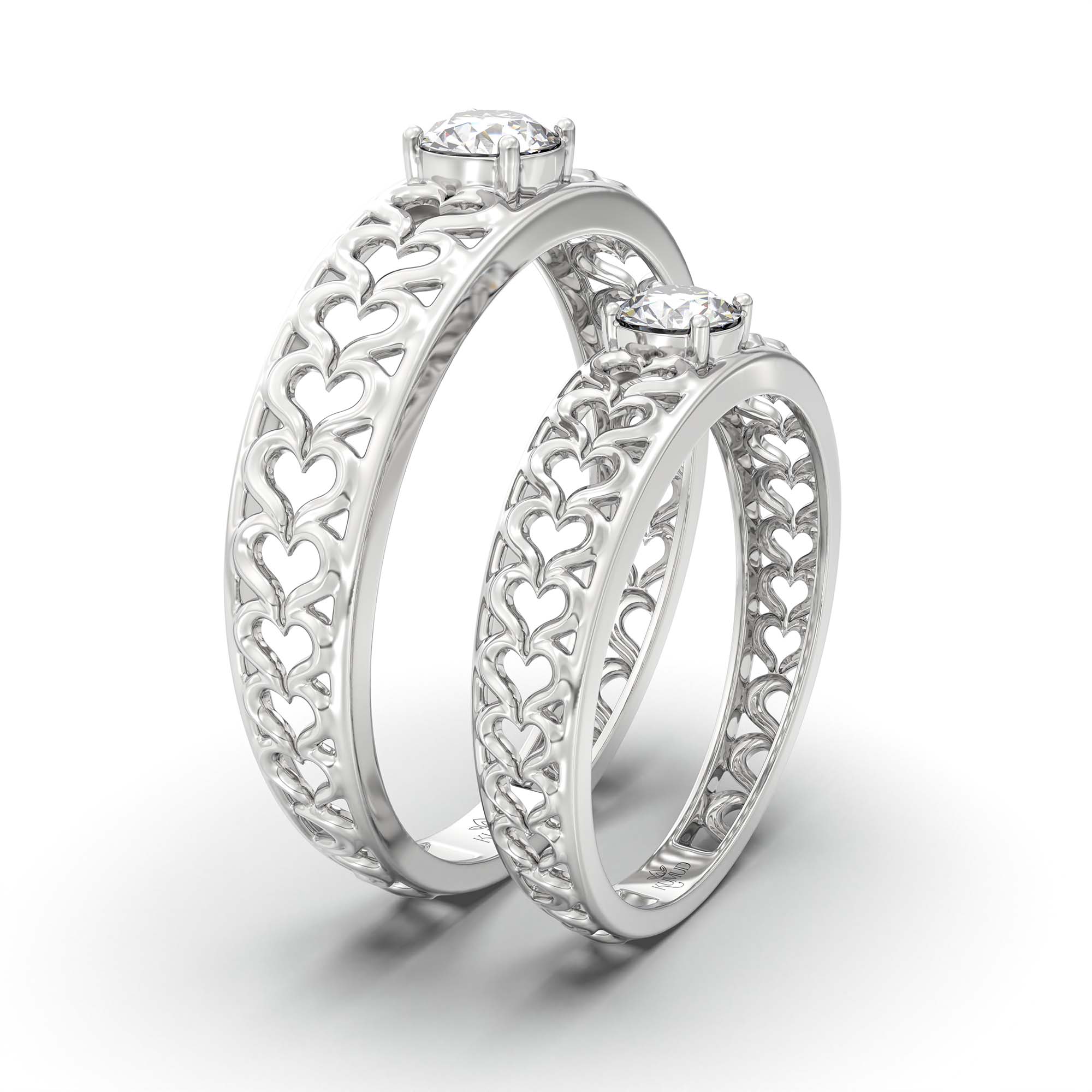 Lab-Grown Diamond Couple Rings (Pair) in 18K White Gold – 0.55 Ct Total, 3 g (Design K1-16) thumbnail