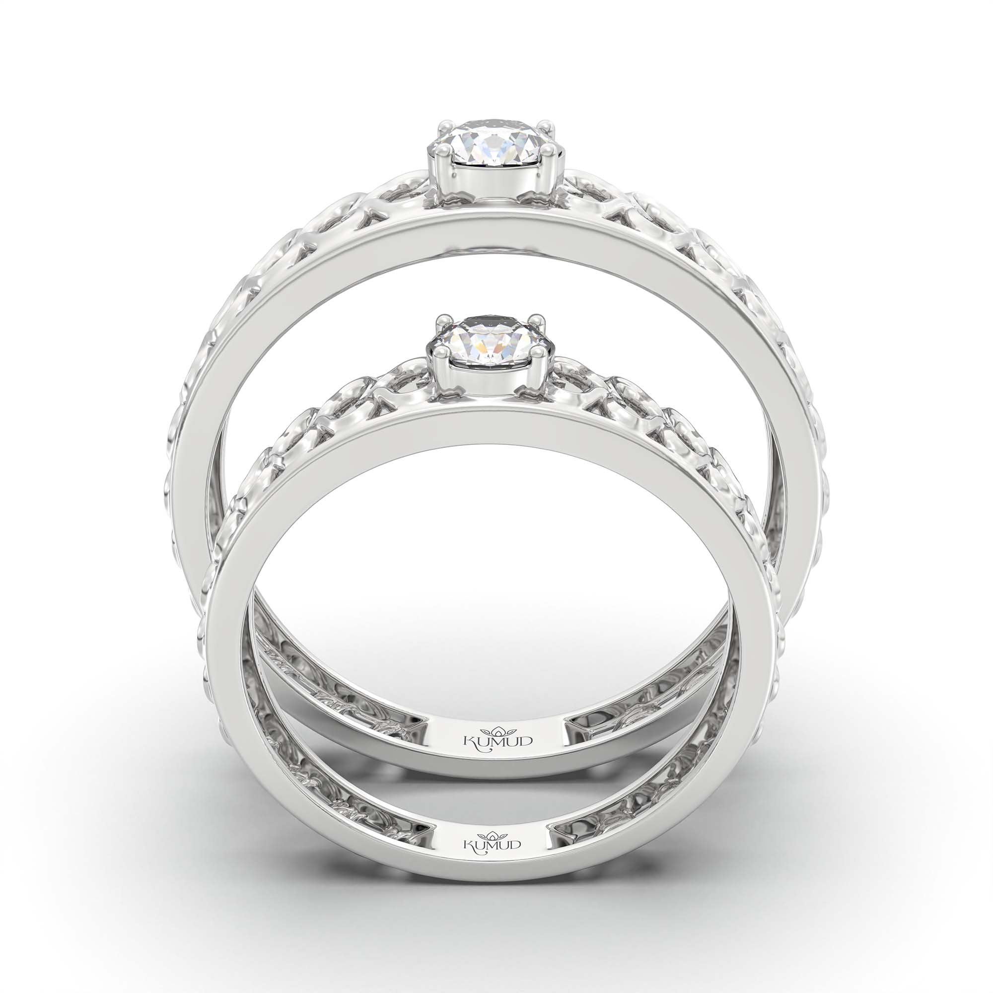 Lab-Grown Diamond Couple Rings (Pair) in 18K White Gold – 0.55 Ct Total, 3 g (Design K1-16) thumbnail