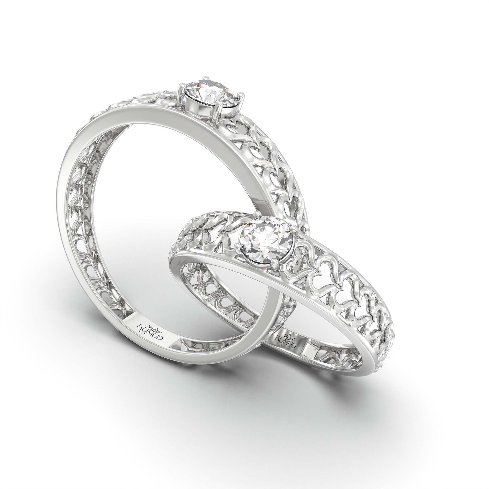 Lab-Grown Diamond Couple Rings (Pair) in 18K White Gold – 0.55 Ct Total, 3 g (Design K1-16) thumbnail
