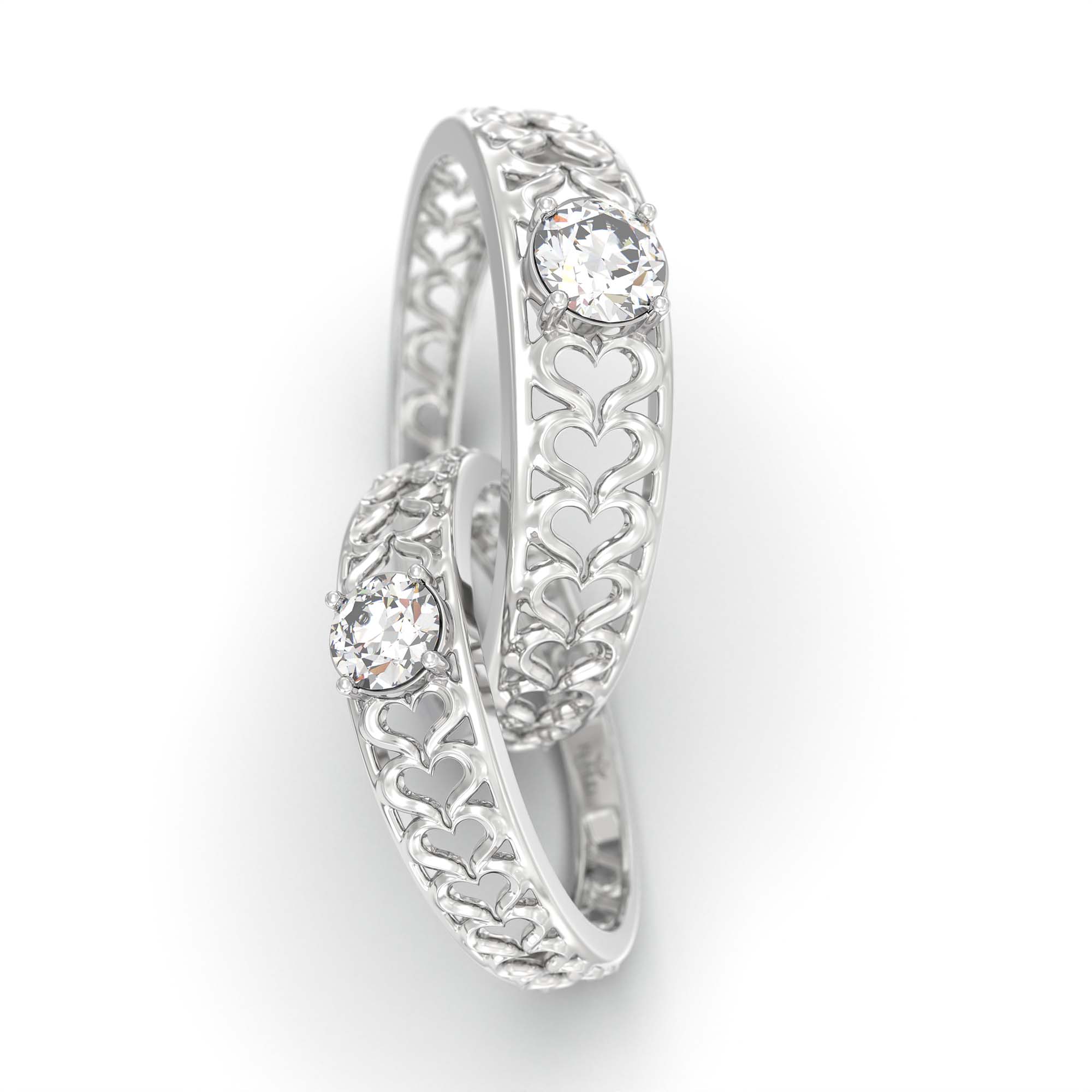 Lab-Grown Diamond Couple Rings (Pair) in 18K White Gold – 0.55 Ct Total, 3 g (Design K1-16) thumbnail
