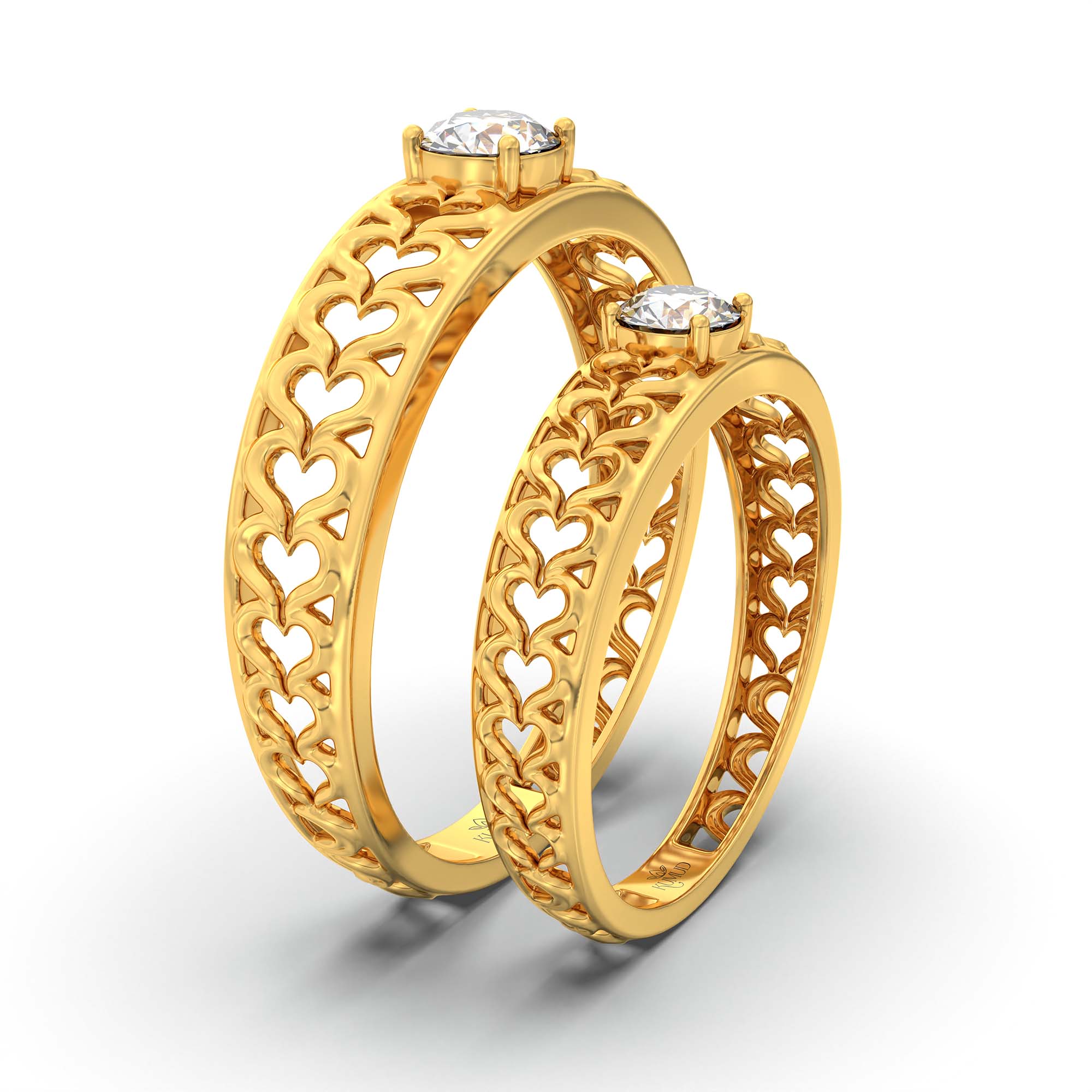Lab-Grown Diamond Couple Rings (Pair) in 22K Yellow Gold – 0.55 Ct Total, 3 g (Design K1-16) thumbnail
