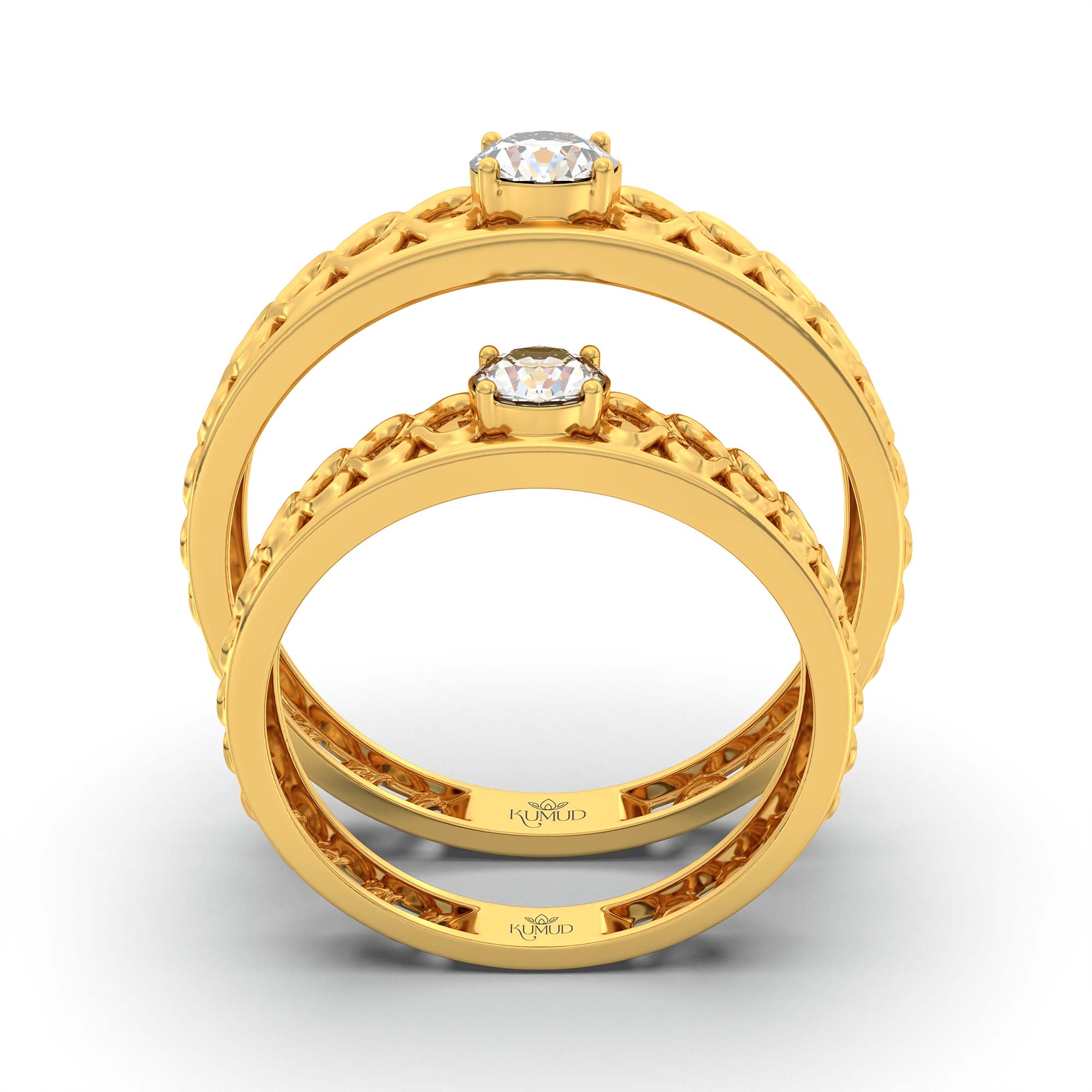 Lab-Grown Diamond Couple Rings (Pair) in 22K Yellow Gold – 0.55 Ct Total, 3 g (Design K1-16) thumbnail