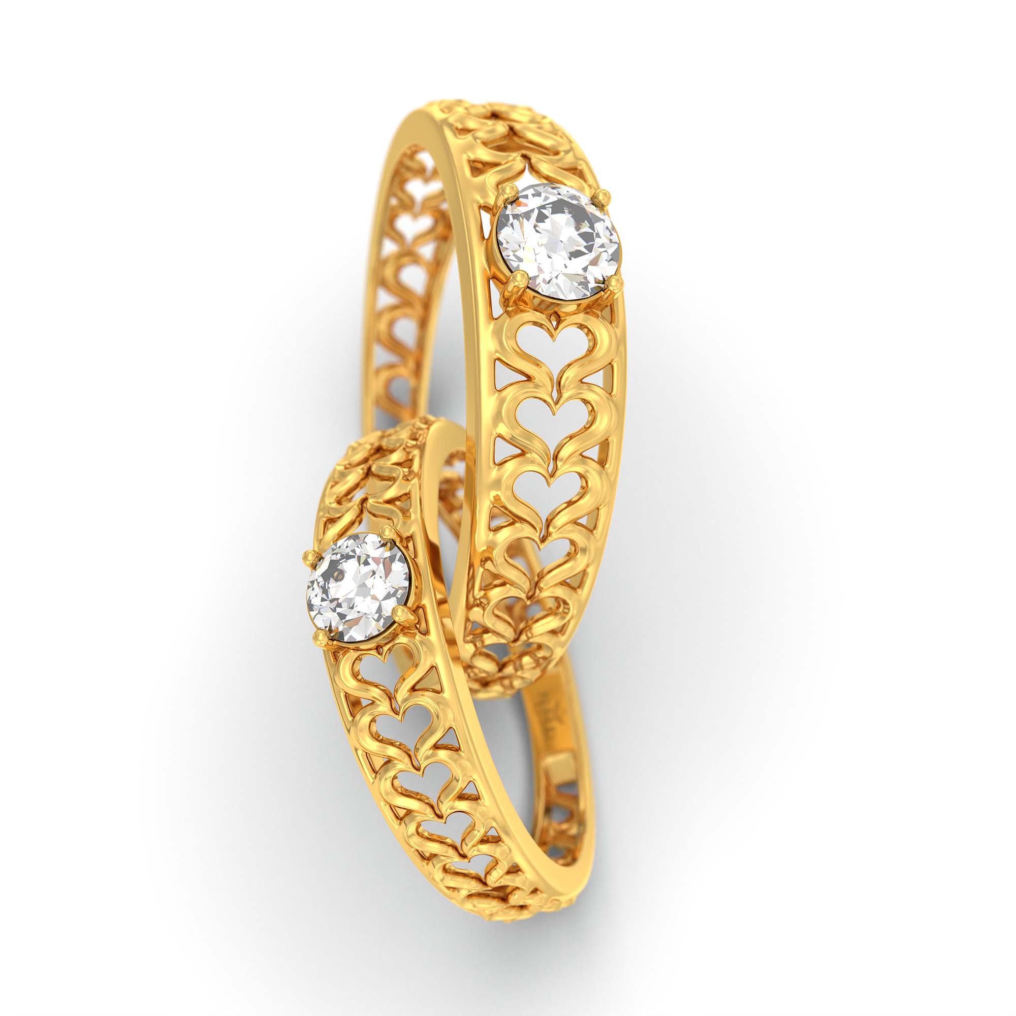 Lab-Grown Diamond Couple Rings (Pair) in 22K Yellow Gold – 0.55 Ct Total, 3 g (Design K1-16) thumbnail