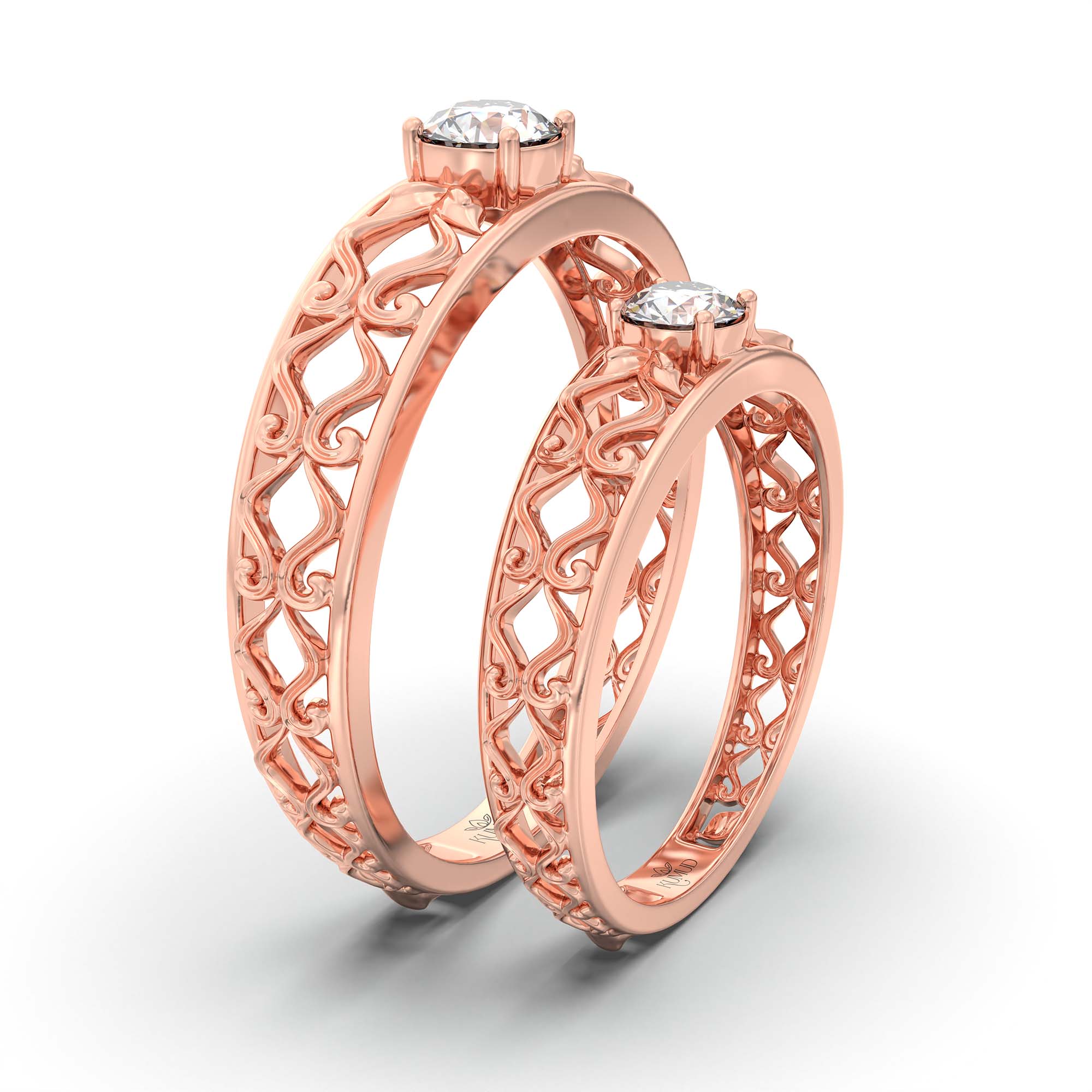 Lab-Grown Diamond Couple Rings (Pair) in 18K Rose Gold – 0.55 Ct Total, 3 g (Design K1-17) thumbnail
