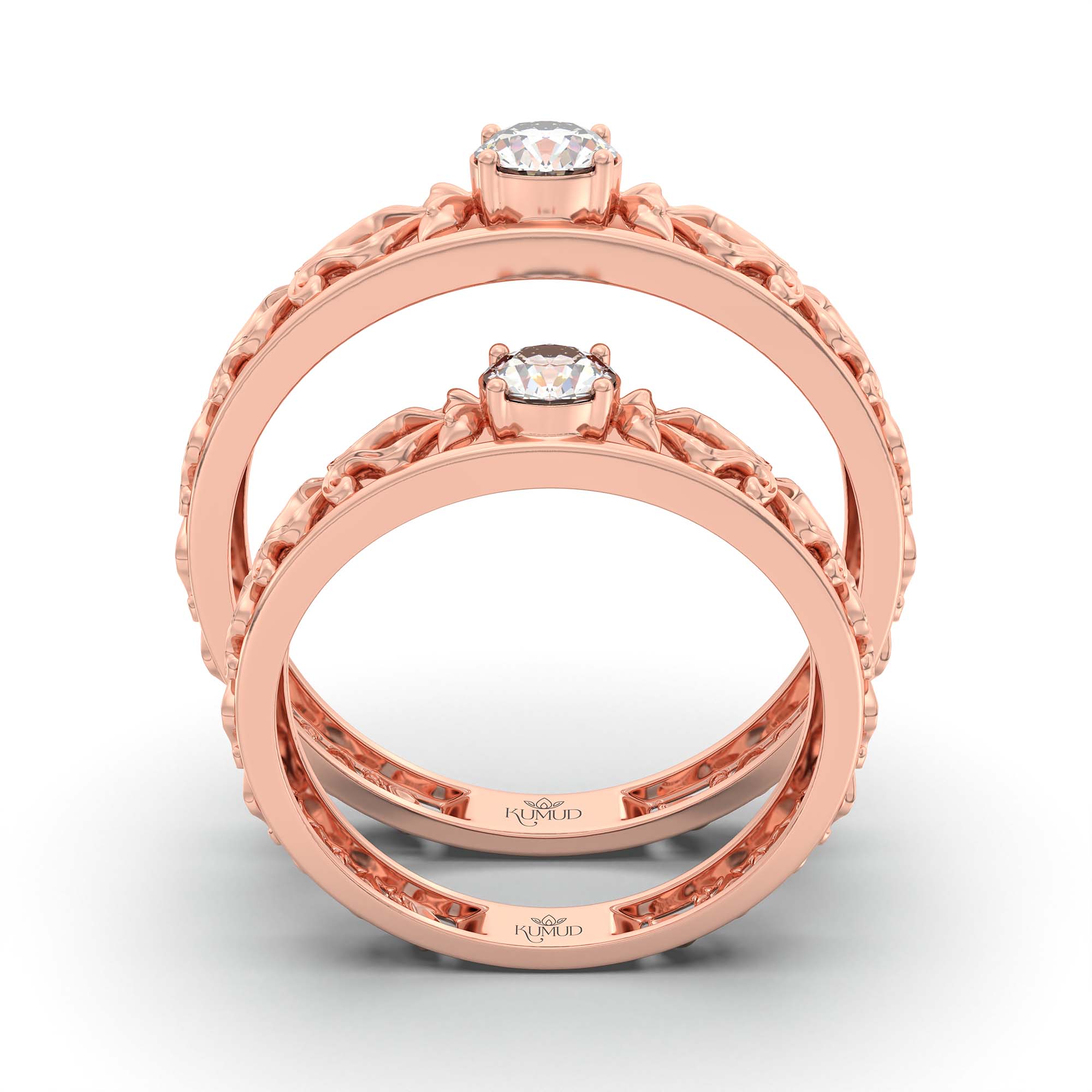 Lab-Grown Diamond Couple Rings (Pair) in 18K Rose Gold – 0.55 Ct Total, 3 g (Design K1-17) thumbnail