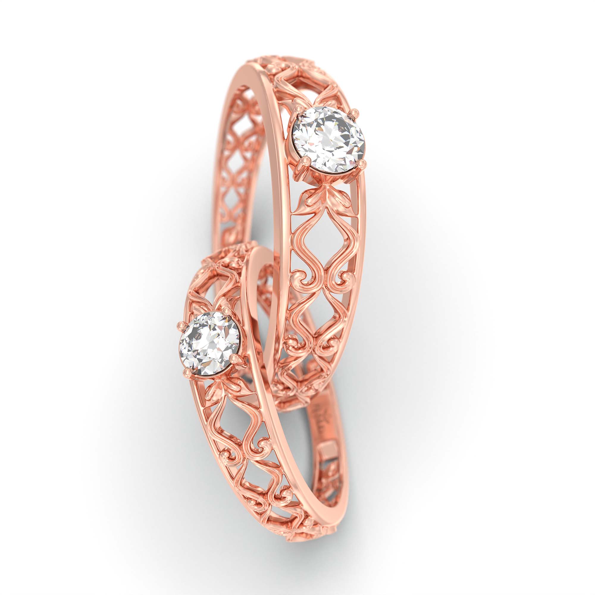Lab-Grown Diamond Couple Rings (Pair) in 18K Rose Gold – 0.55 Ct Total, 3 g (Design K1-17) thumbnail