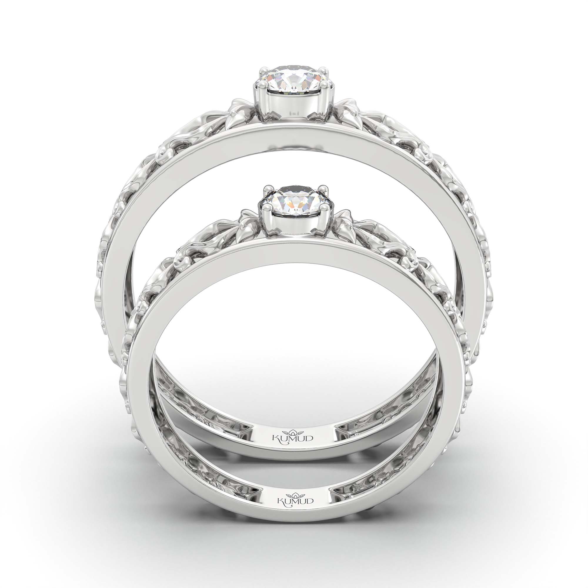 Lab-Grown Diamond Couple Rings (Pair) in 18K White Gold – 0.55 Ct Total, 3 g (Design K1-17) thumbnail