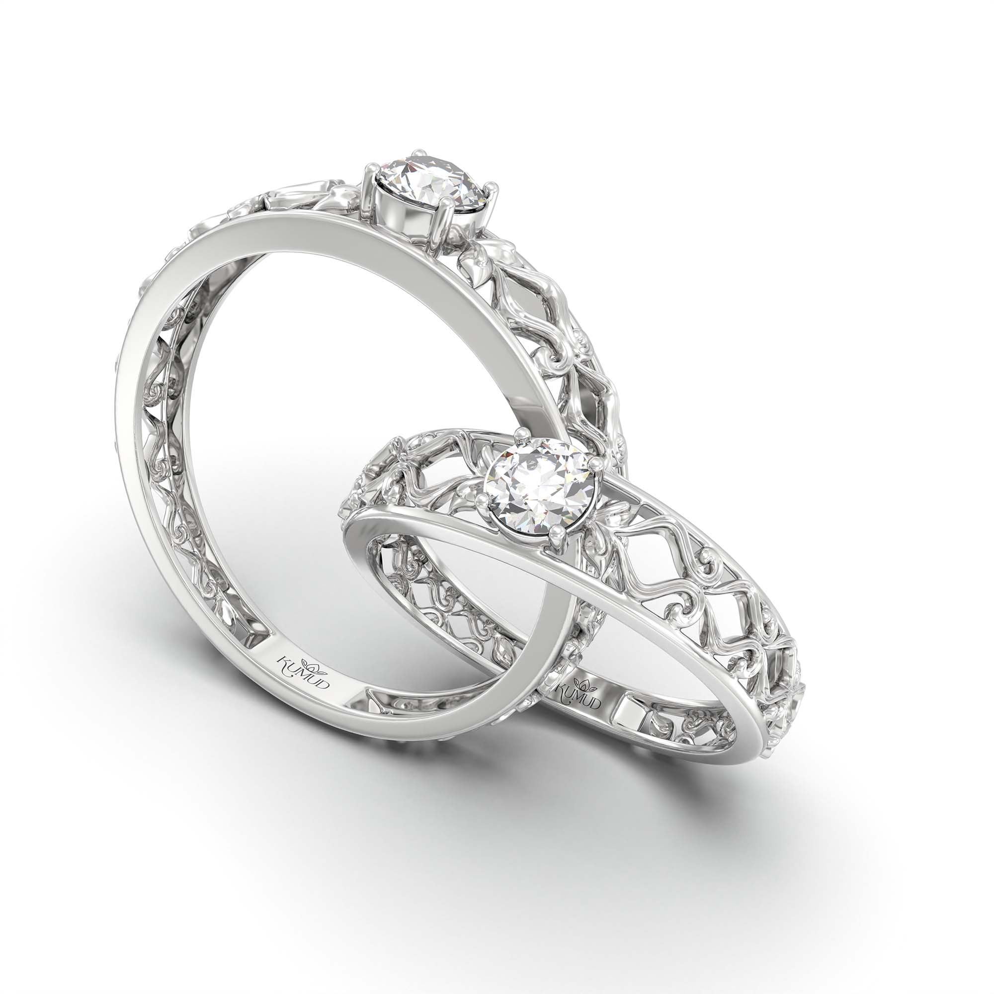 Lab-Grown Diamond Couple Rings (Pair) in 18K White Gold – 0.55 Ct Total, 3 g (Design K1-17) thumbnail