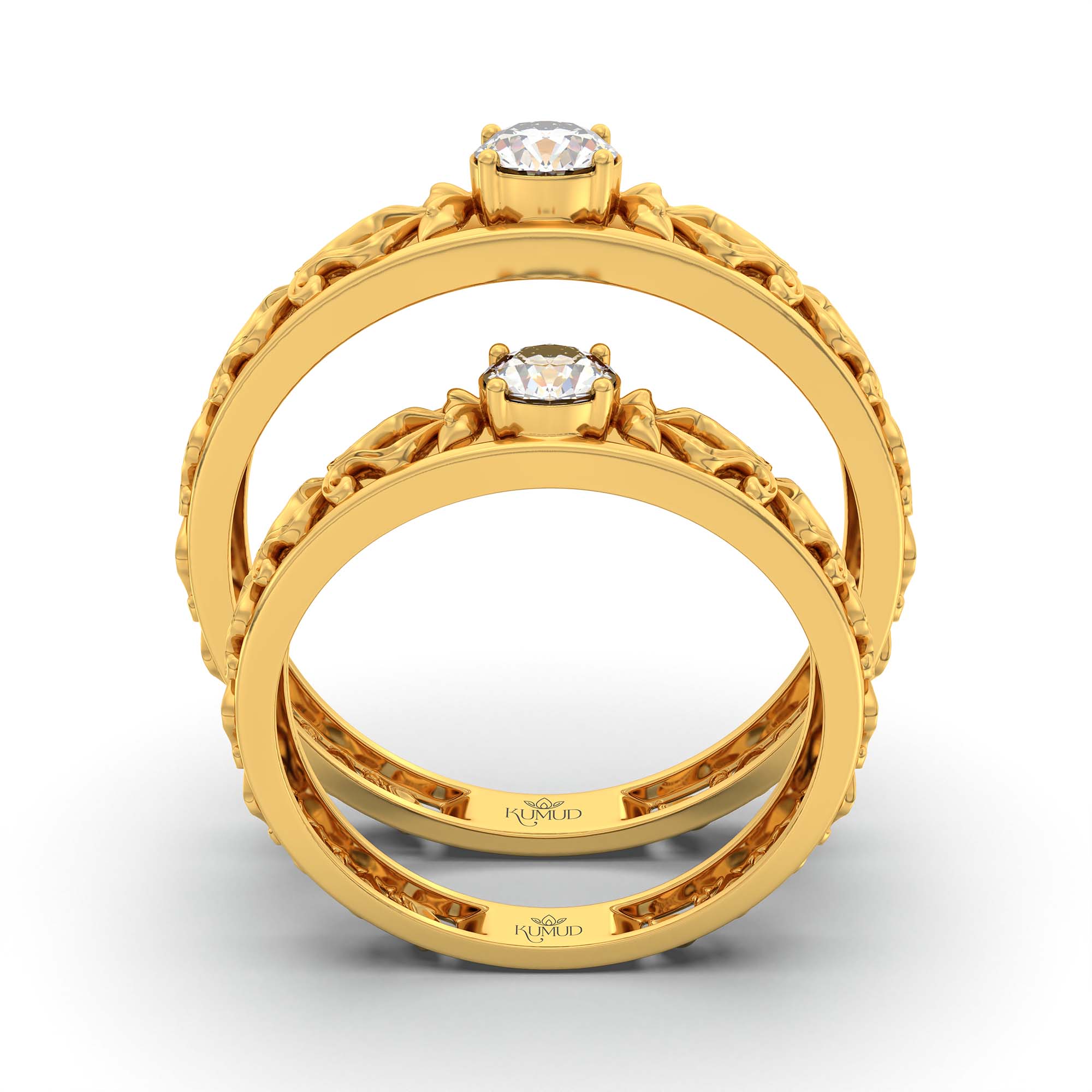 Lab-Grown Diamond Couple Rings (Pair) in 22K Yellow Gold – 0.55 Ct Total, 3 g (Design K1-17) thumbnail