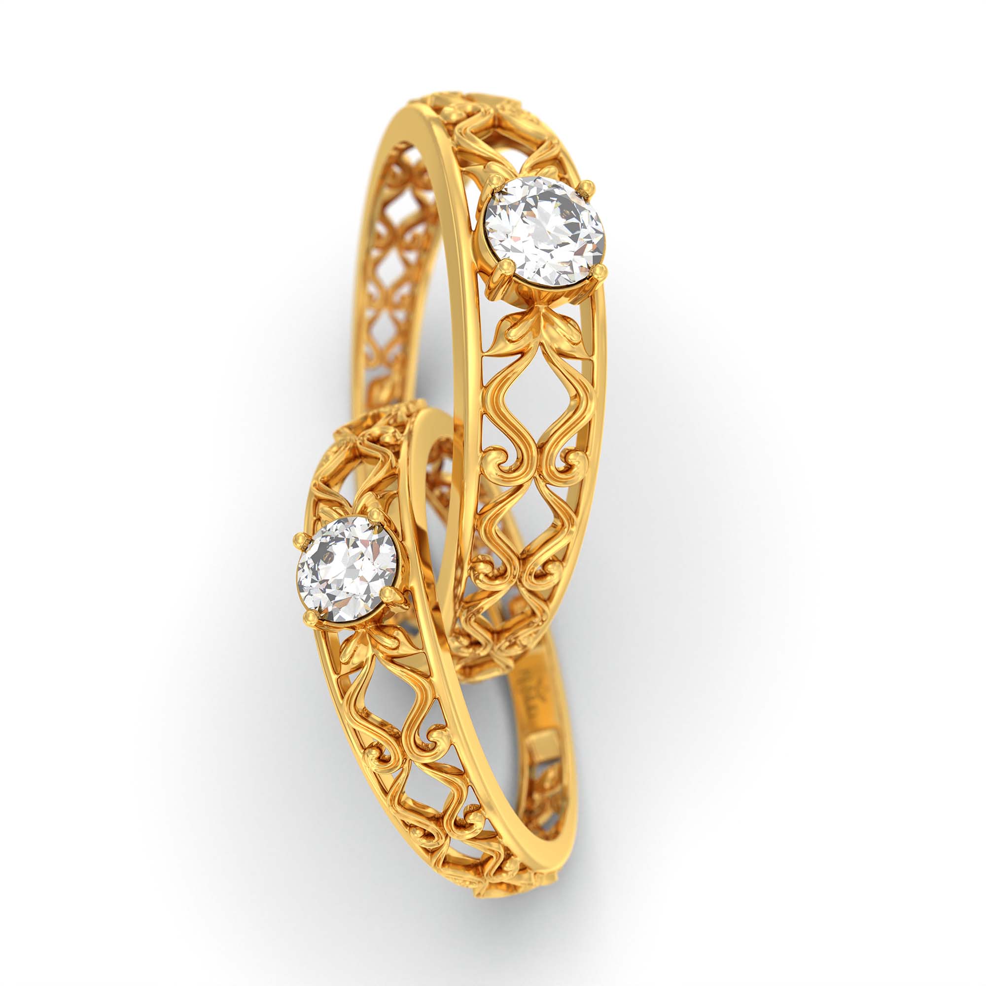 Lab-Grown Diamond Couple Rings (Pair) in 22K Yellow Gold – 0.55 Ct Total, 3 g (Design K1-17) thumbnail