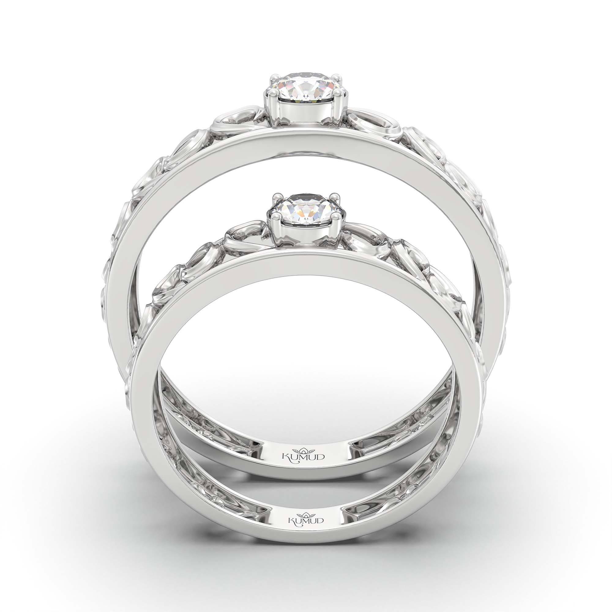 Lab-Grown Diamond Couple Rings (Pair) in 18K White Gold – 0.55 Ct Total, 3 g (Design K1-18) thumbnail