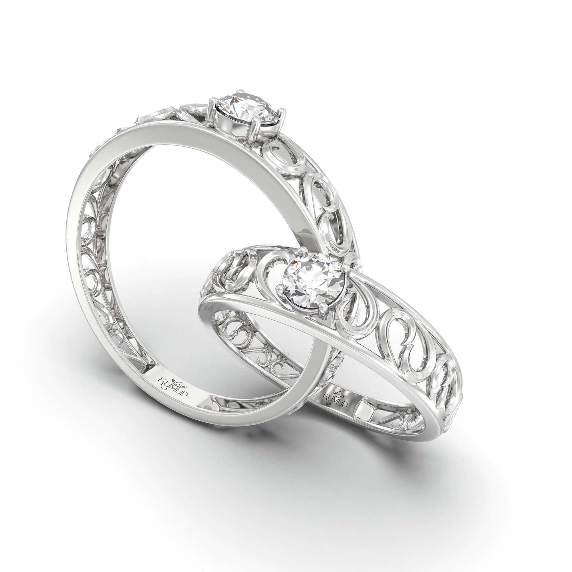 Lab-Grown Diamond Couple Rings (Pair) in 18K White Gold – 0.55 Ct Total, 3 g (Design K1-18) thumbnail