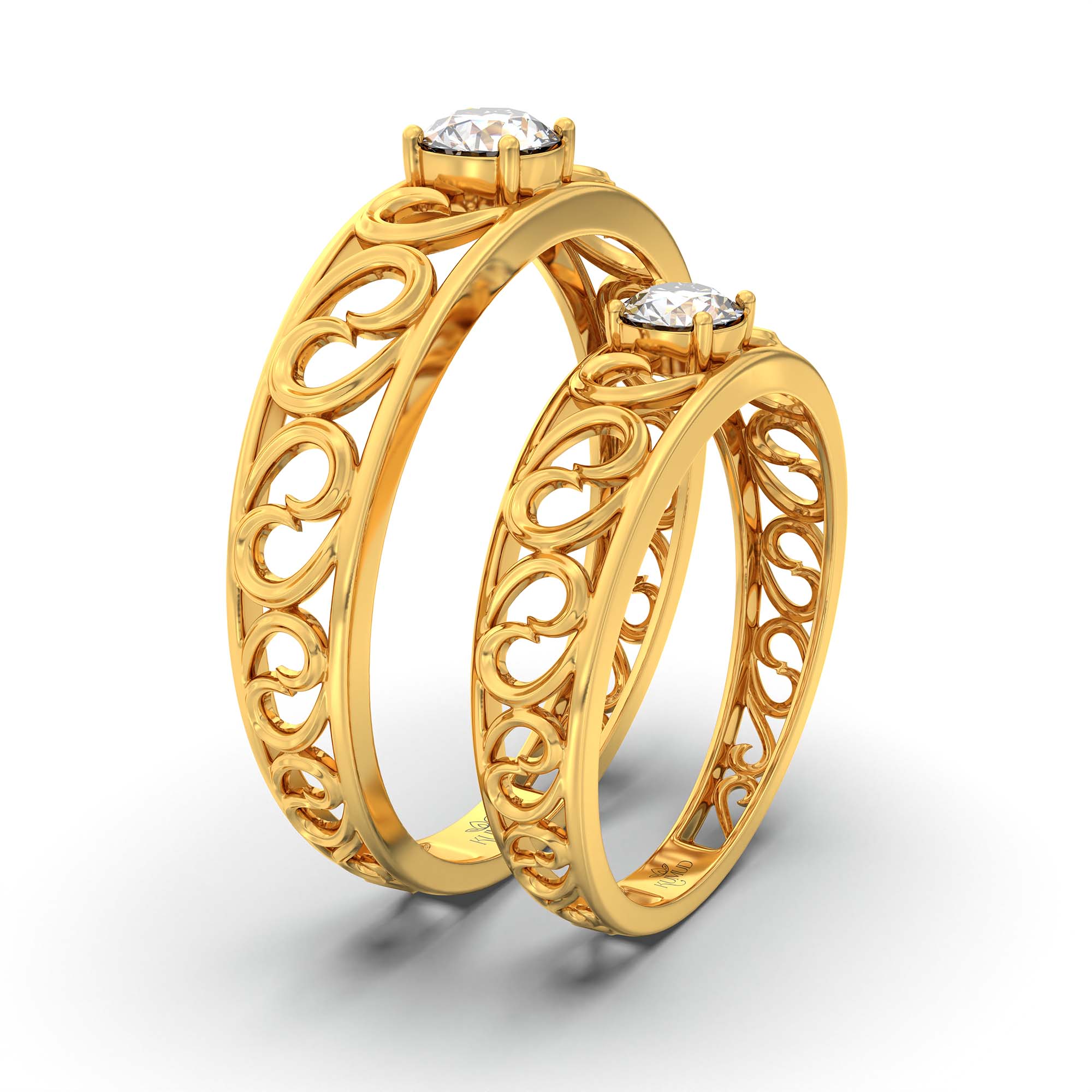 Lab-Grown Diamond Couple Rings (Pair) in 22K Yellow Gold – 0.55 Ct Total, 3 g (Design K1-18) thumbnail