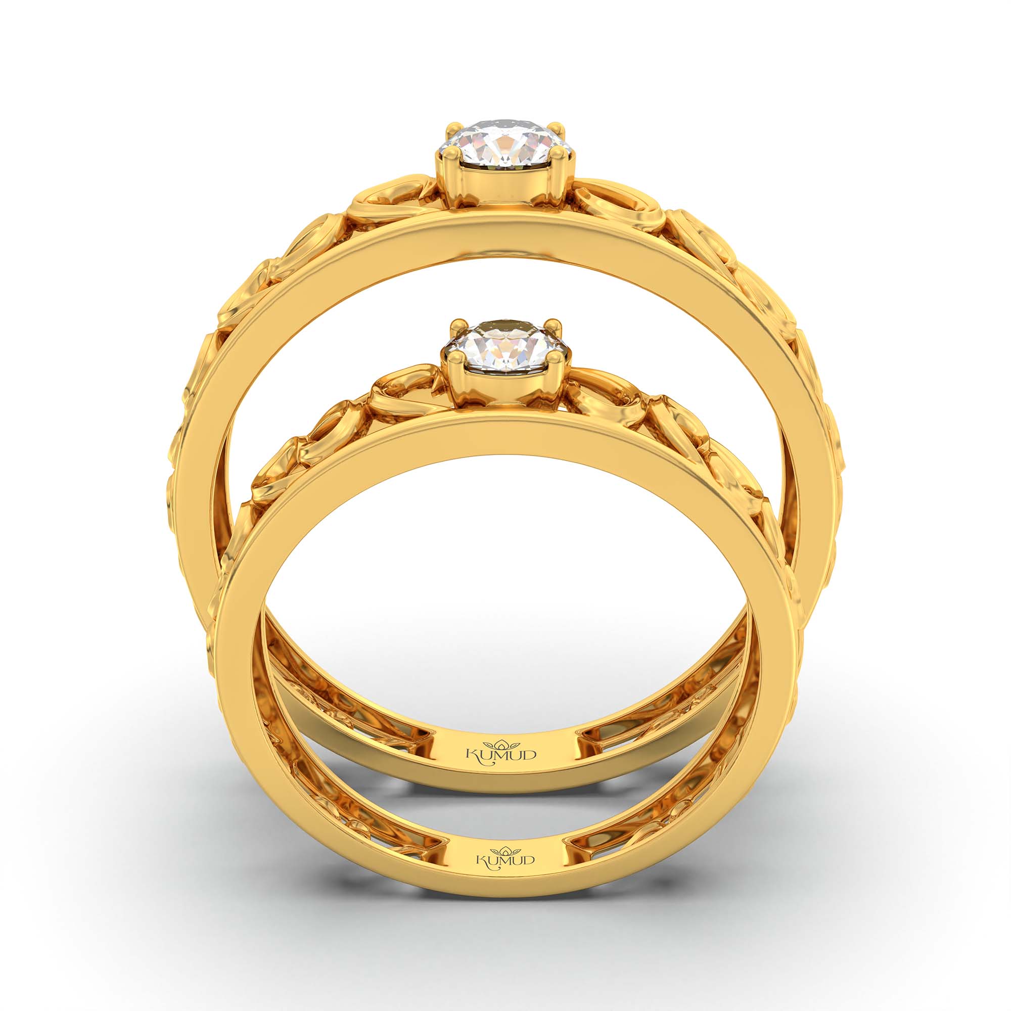Lab-Grown Diamond Couple Rings (Pair) in 22K Yellow Gold – 0.55 Ct Total, 3 g (Design K1-18) thumbnail
