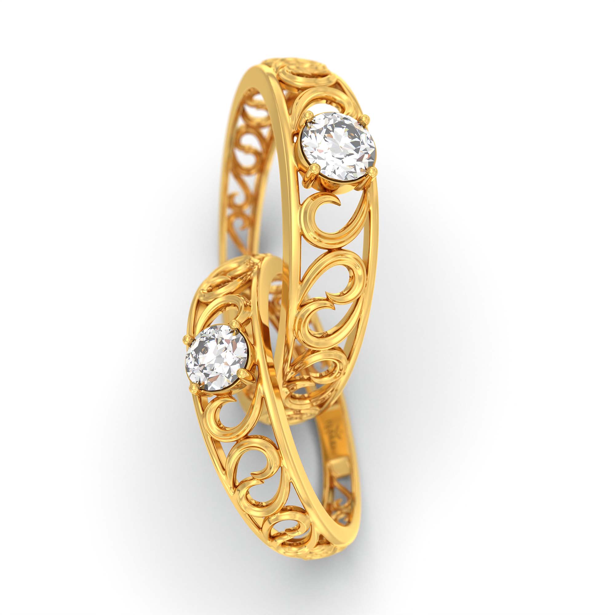 Lab-Grown Diamond Couple Rings (Pair) in 22K Yellow Gold – 0.55 Ct Total, 3 g (Design K1-18) thumbnail