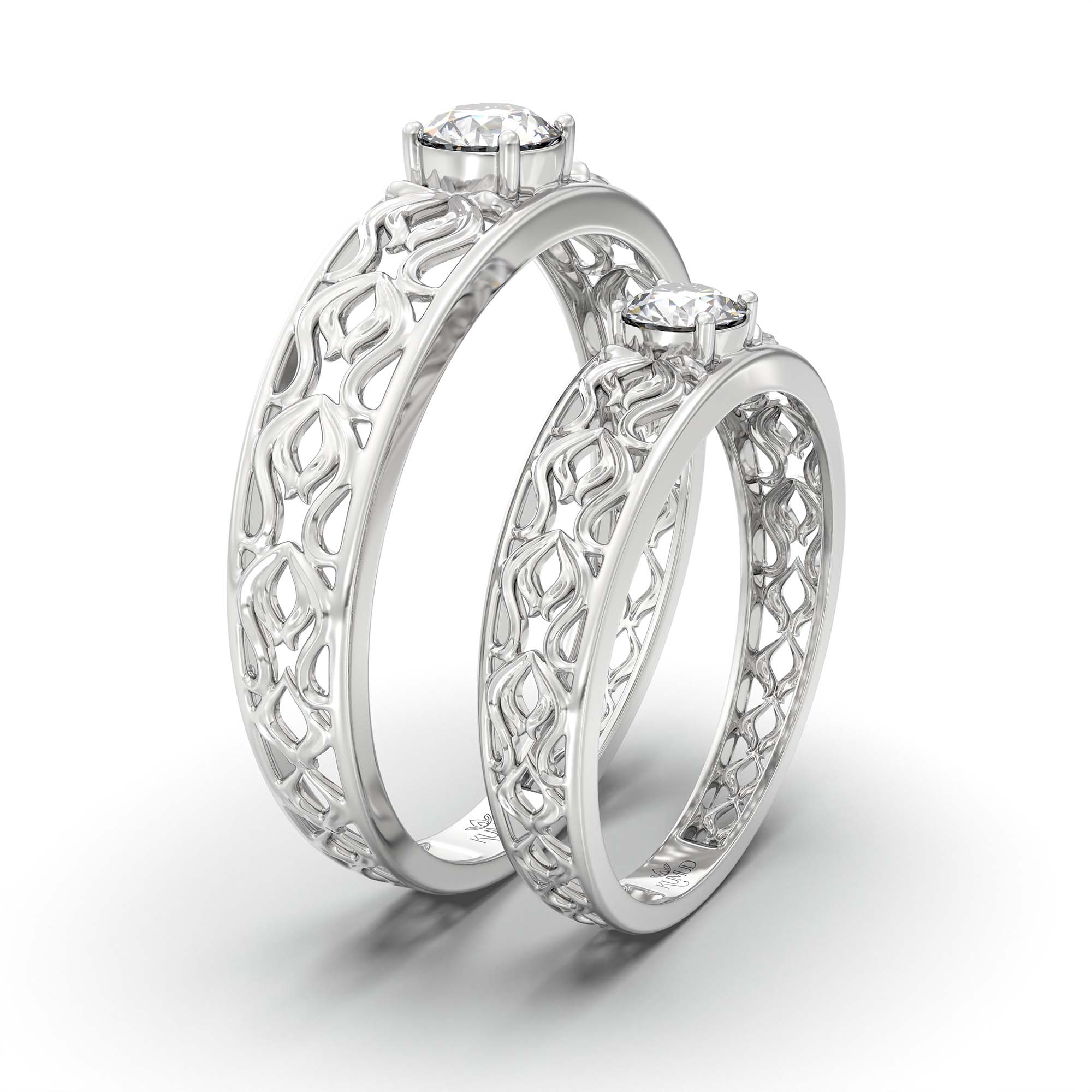 Lab-Grown Diamond Couple Rings (Pair) in 18K White Gold – 0.55 Ct Total, 3 g (Design K1-19) thumbnail