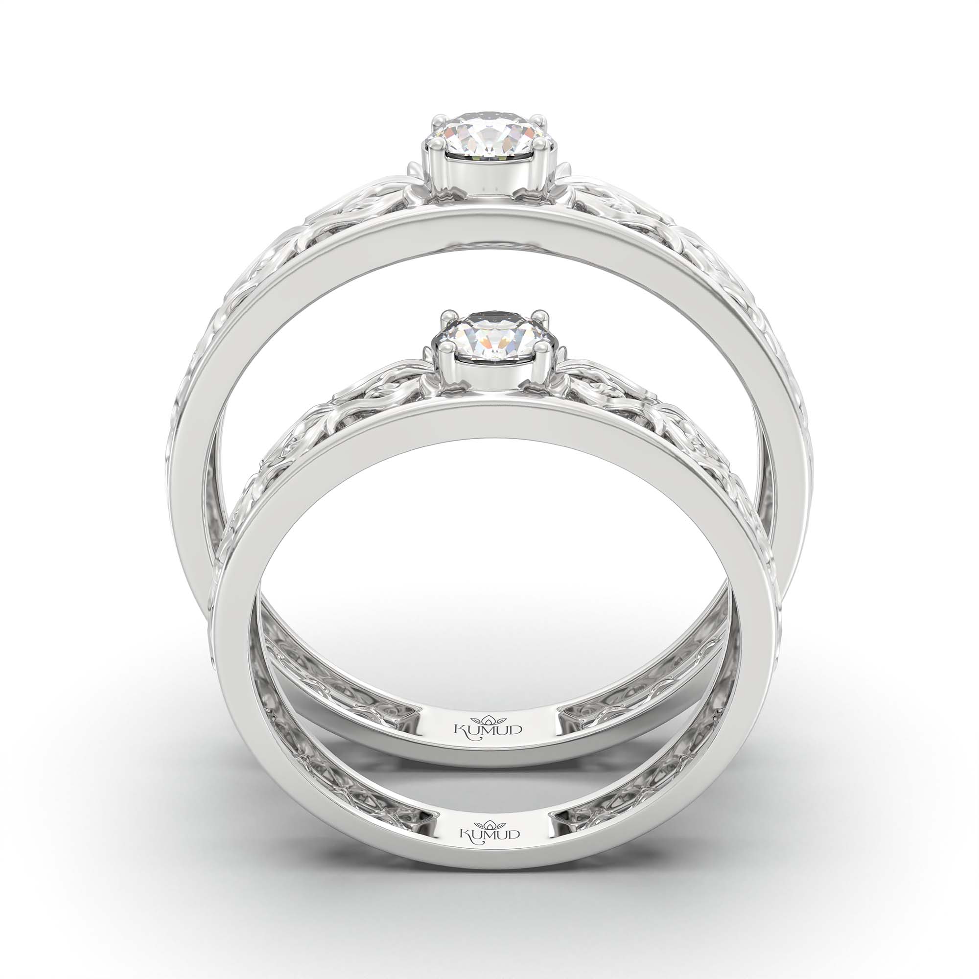 Lab-Grown Diamond Couple Rings (Pair) in 18K White Gold – 0.55 Ct Total, 3 g (Design K1-19) thumbnail