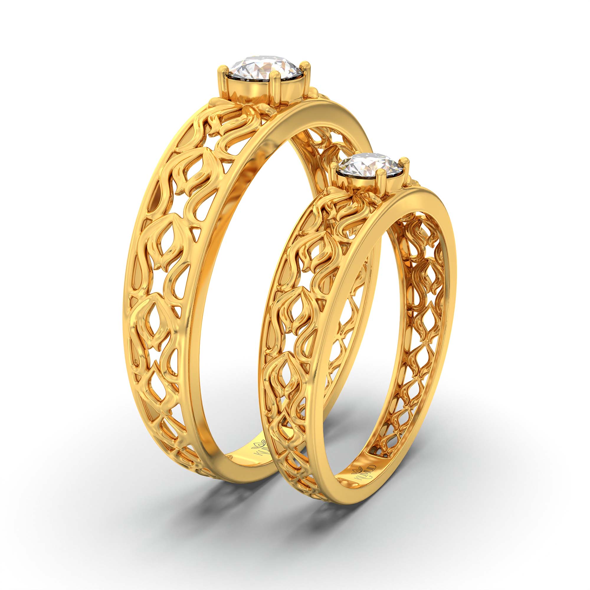 Lab-Grown Diamond Couple Rings (Pair) in 22K Yellow Gold – 0.55 Ct Total, 3 g (Design K1-19) thumbnail