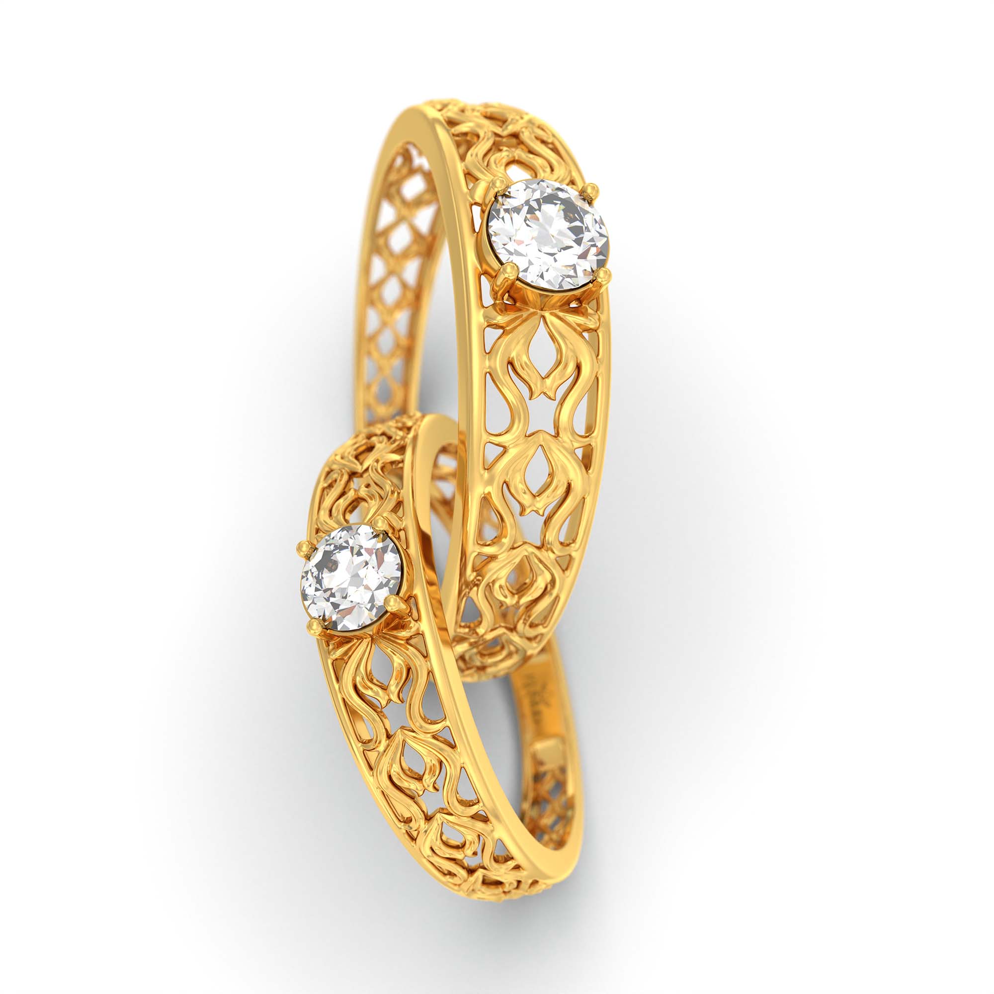 Lab-Grown Diamond Couple Rings (Pair) in 22K Yellow Gold – 0.55 Ct Total, 3 g (Design K1-19) thumbnail
