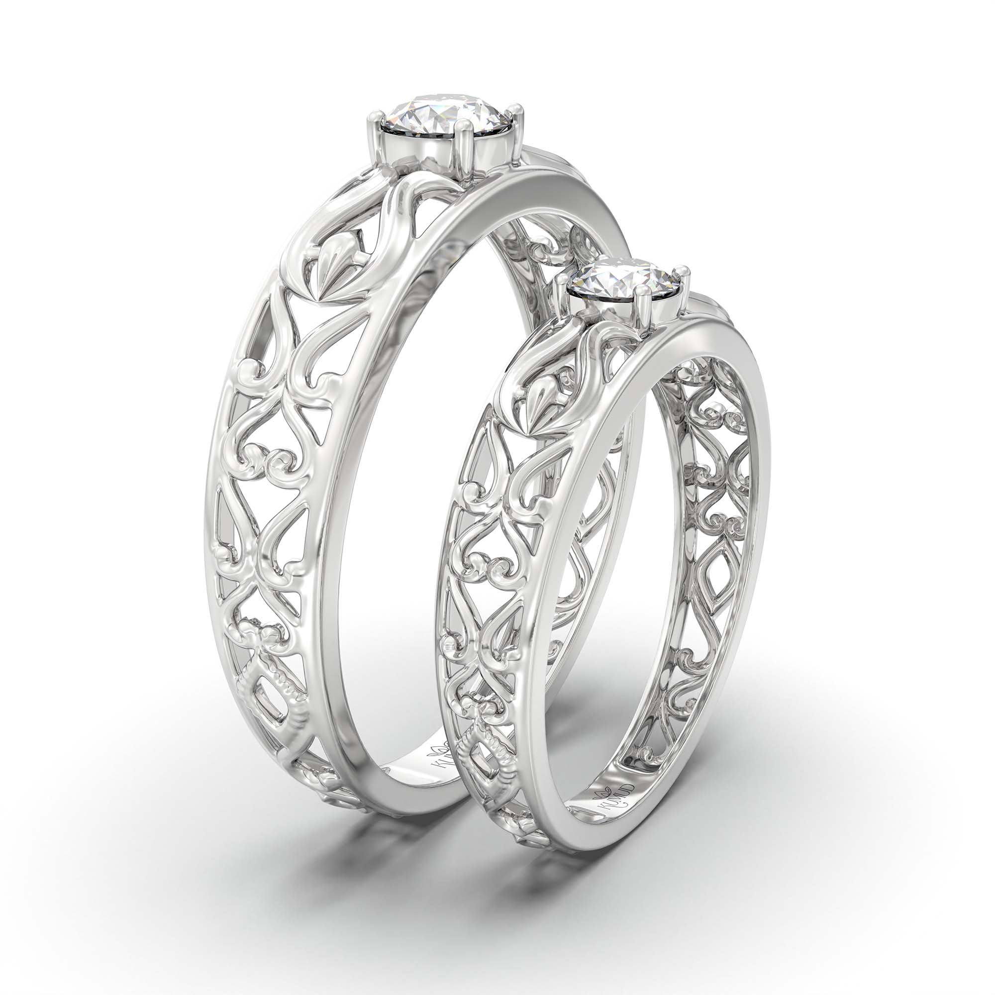 Lab-Grown Diamond Couple Rings (Pair) in 18K White Gold – 0.55 Ct Total, 3 g (Design K1-20) thumbnail