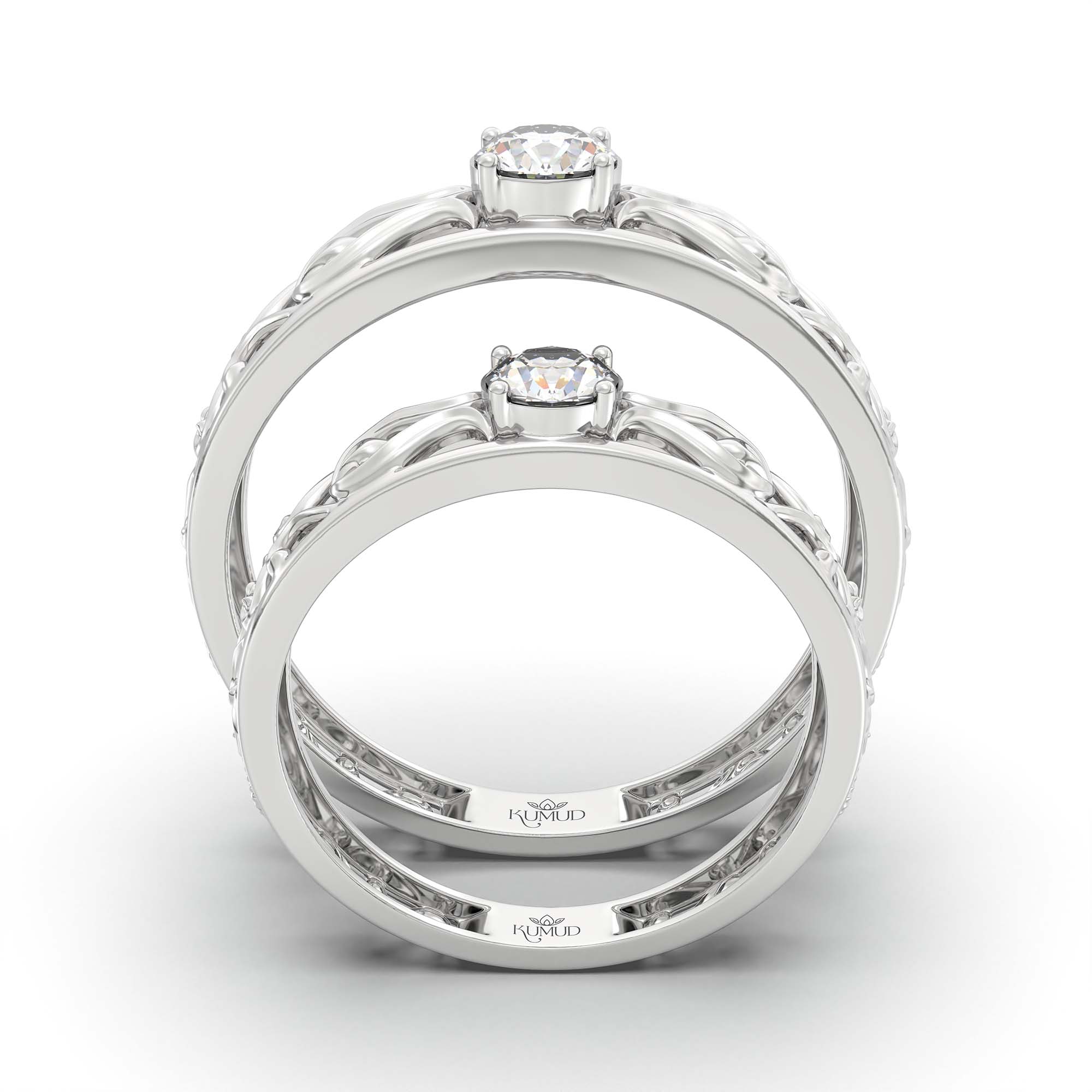 Lab-Grown Diamond Couple Rings (Pair) in 18K White Gold – 0.55 Ct Total, 3 g (Design K1-20) thumbnail