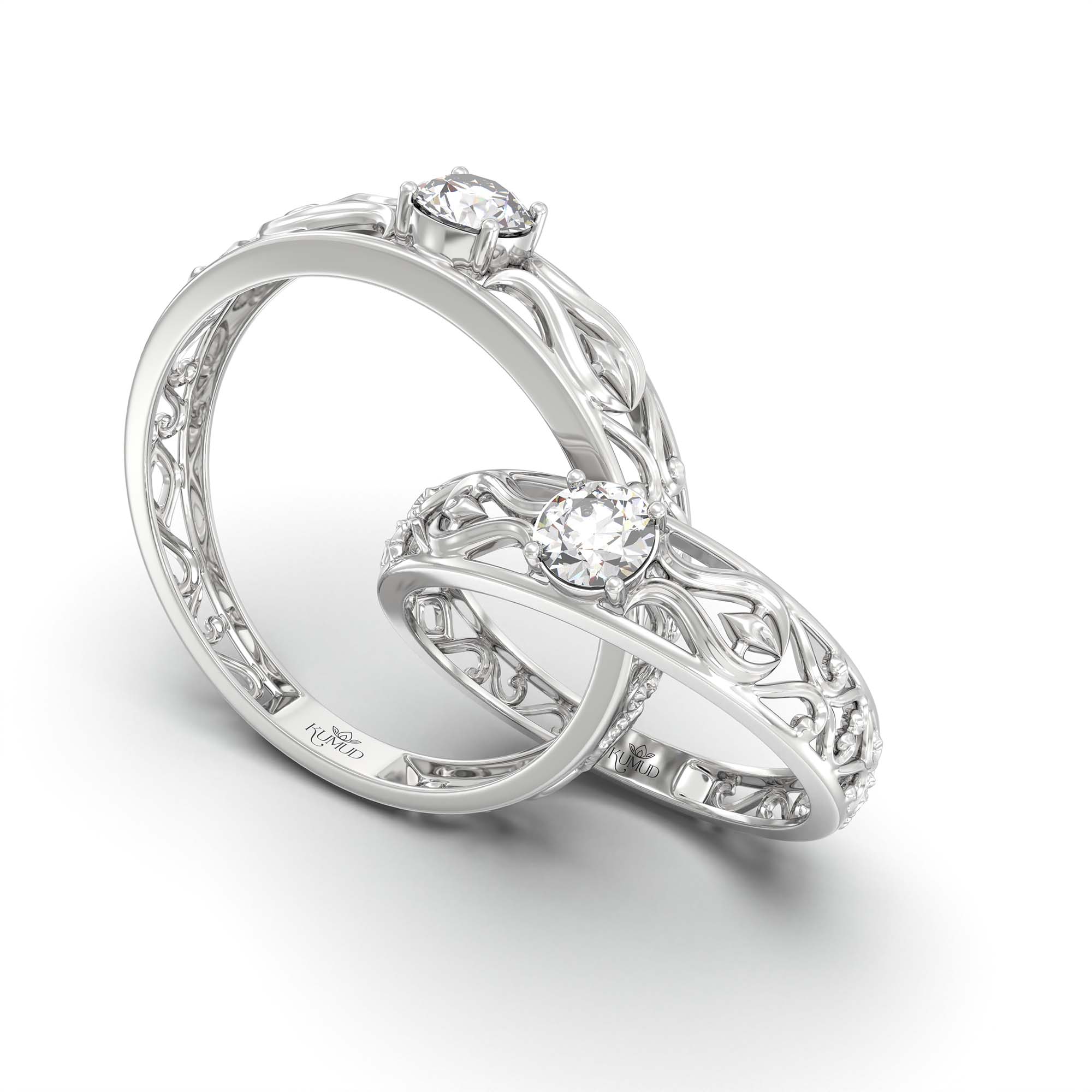 Lab-Grown Diamond Couple Rings (Pair) in 18K White Gold – 0.55 Ct Total, 3 g (Design K1-20) thumbnail