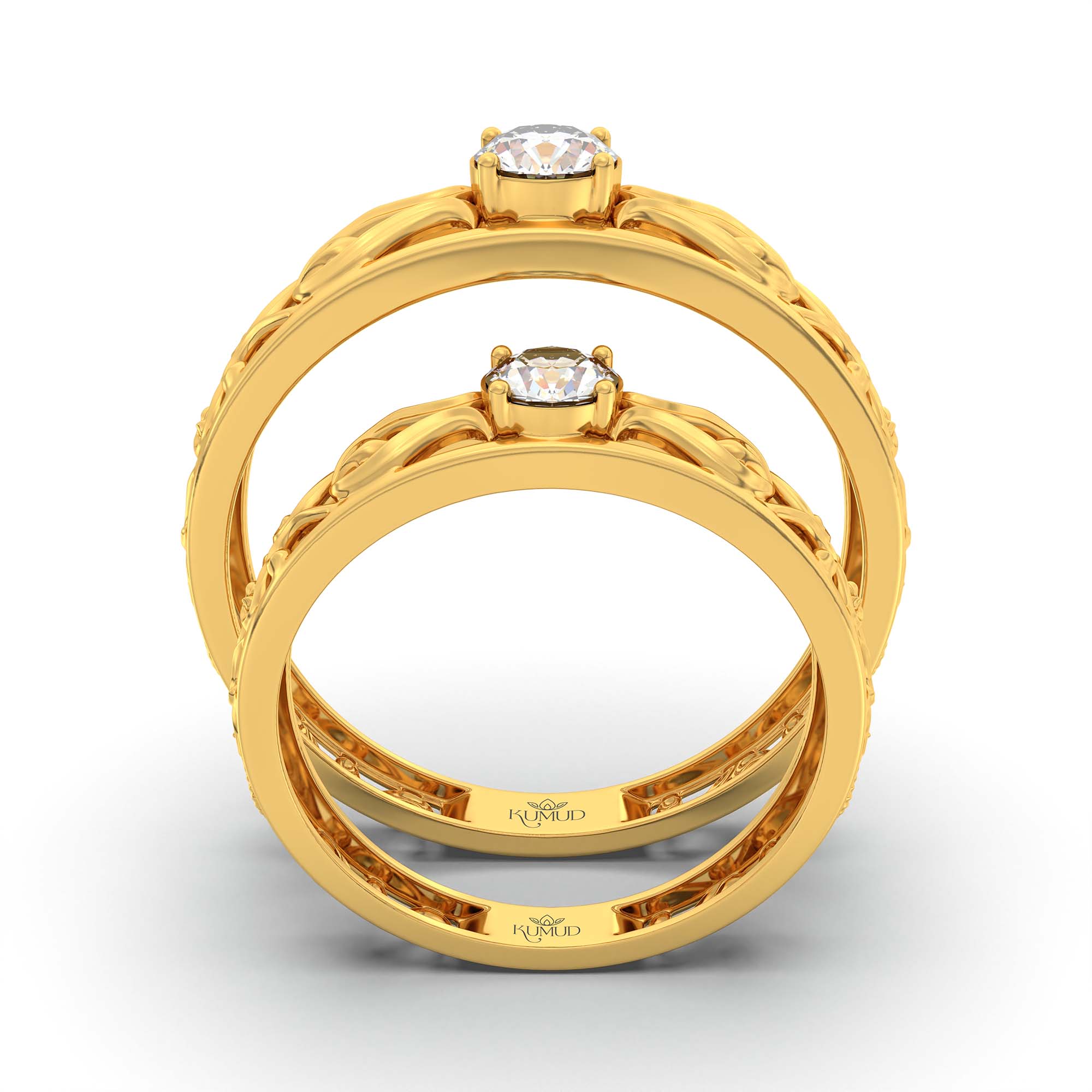 Lab-Grown Diamond Couple Rings (Pair) in 22K Yellow Gold – 0.55 Ct Total, 3 g (Design K1-20) thumbnail