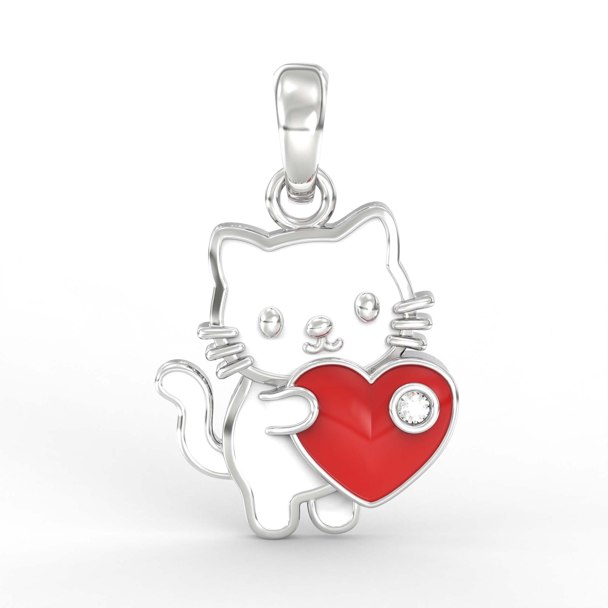 Kids Pendant in 18K White Gold with Lab grown diamond thumbnail