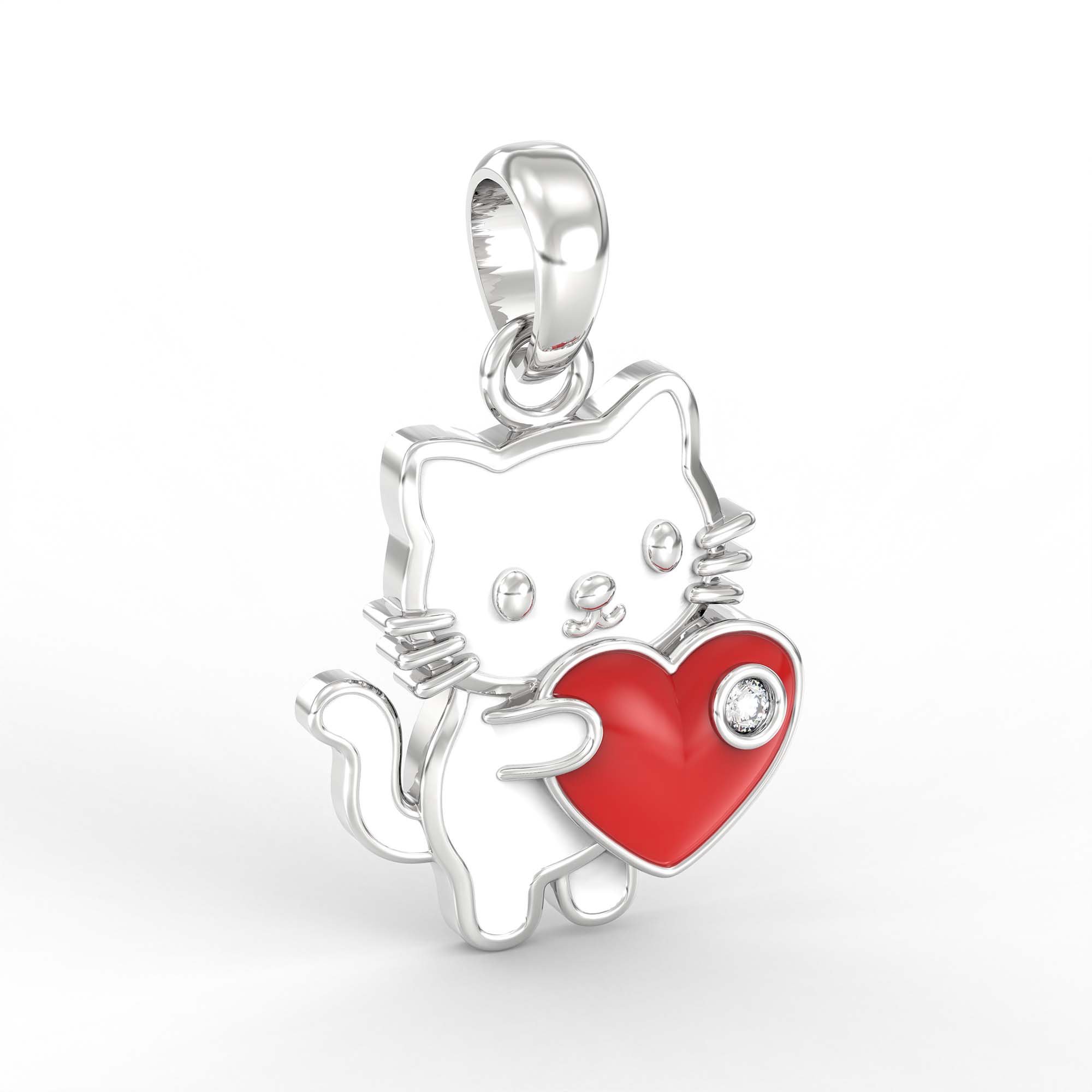 Kids Pendant in 18K White Gold with Lab grown diamond thumbnail