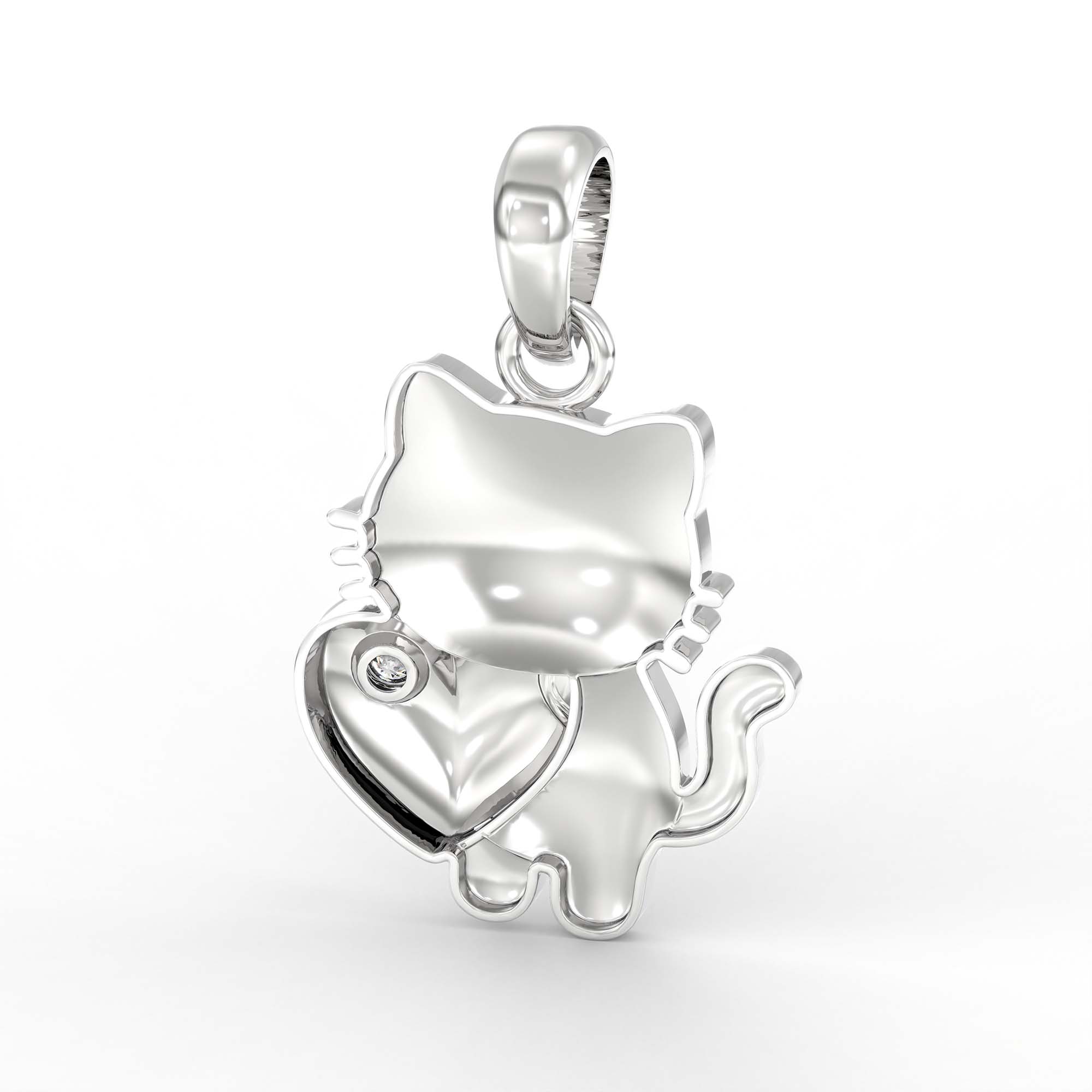 Kids Pendant in 18K White Gold with Lab grown diamond thumbnail