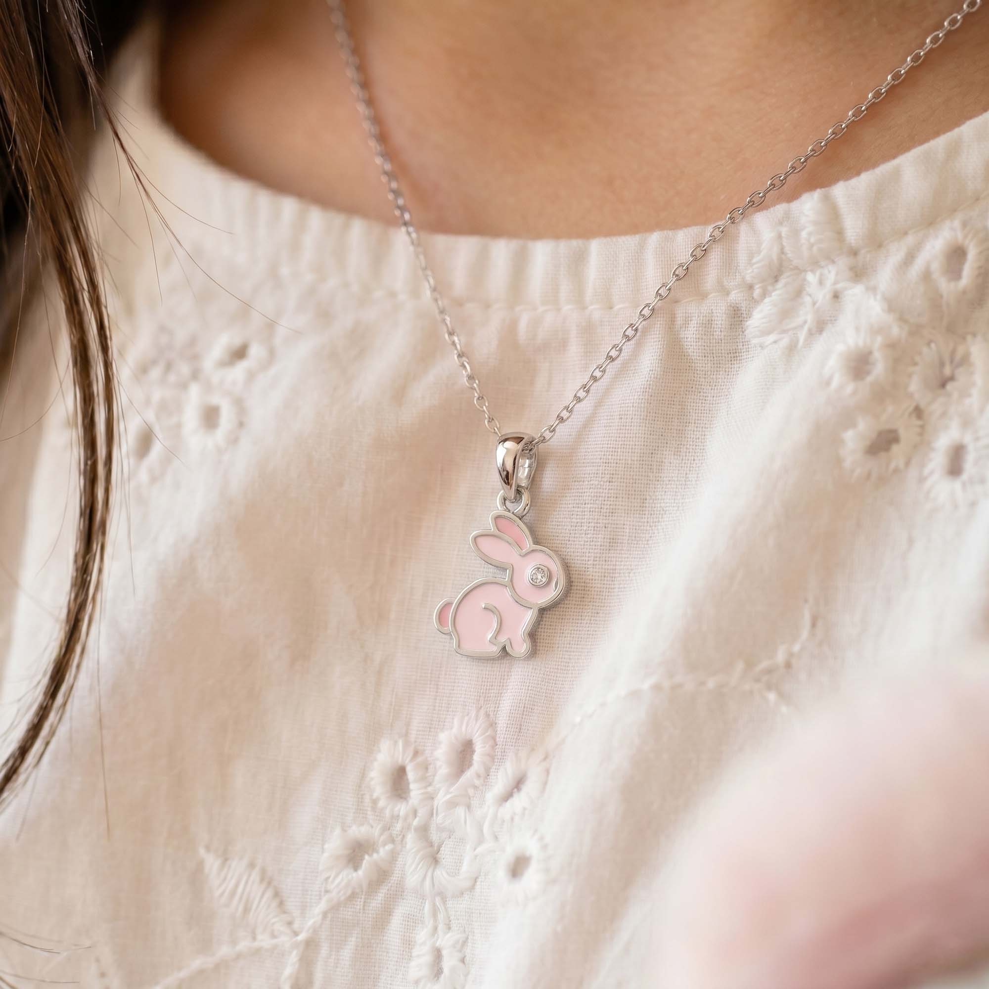 Kids Pendant in 18K White Gold with Lab grown diamond thumbnail