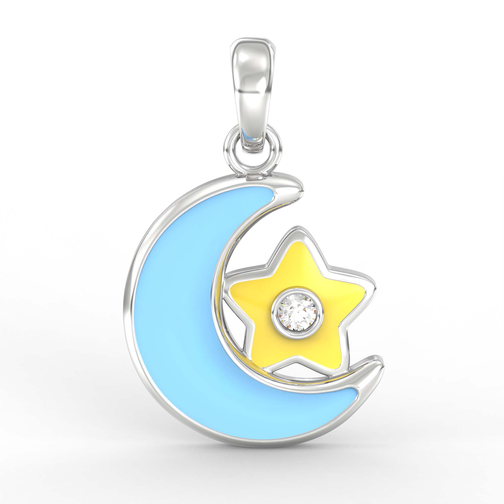 Kids Pendant in 18K White Gold with Lab grown diamond thumbnail